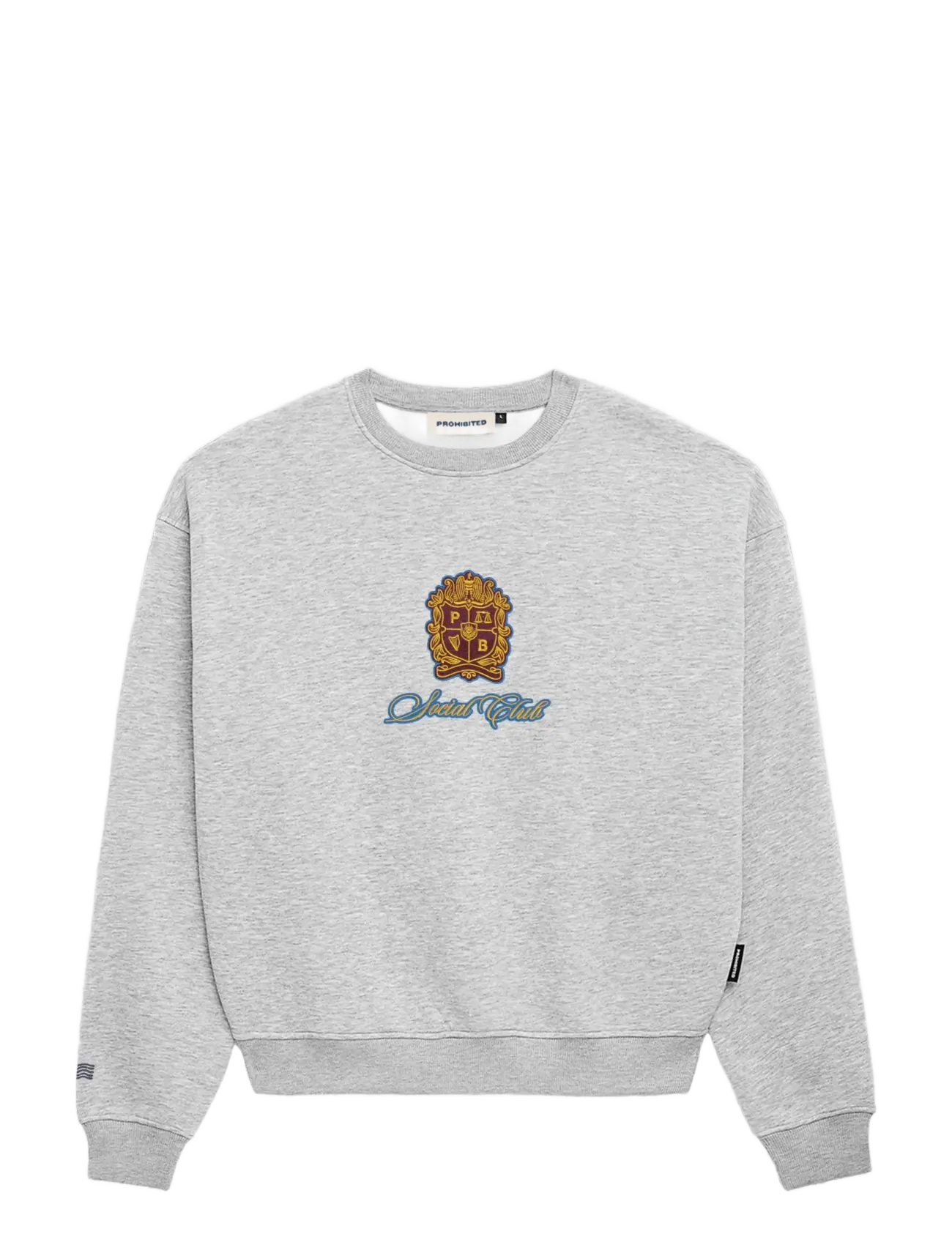 Prohibited Emblem Patch Crew Neck - Sweatshirts & hættetrøjer - GREY MELANGE / grey
