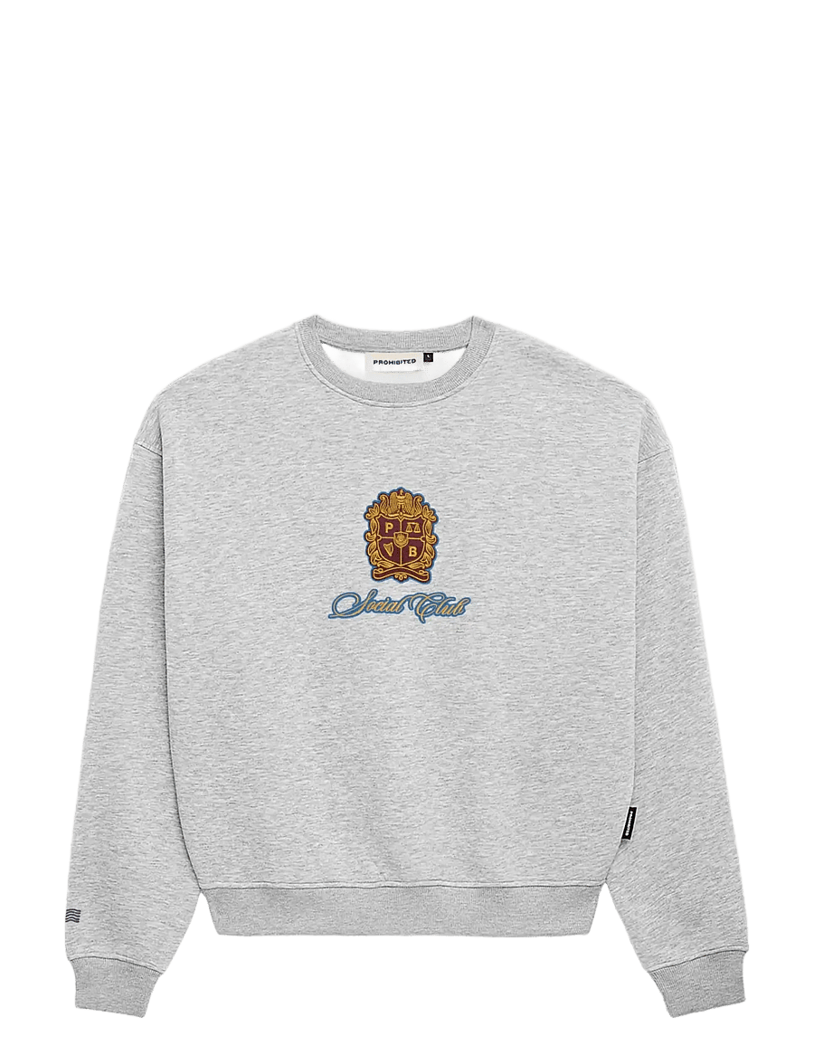 Prohibited - Emblem Patch Crew Neck - sweatshirts - grey melange - 1