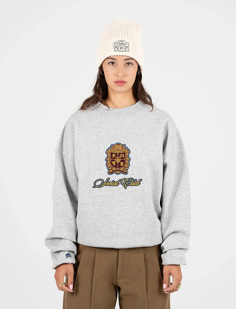 Prohibited - Emblem Patch Crew Neck - sweatshirts - grey melange - 0