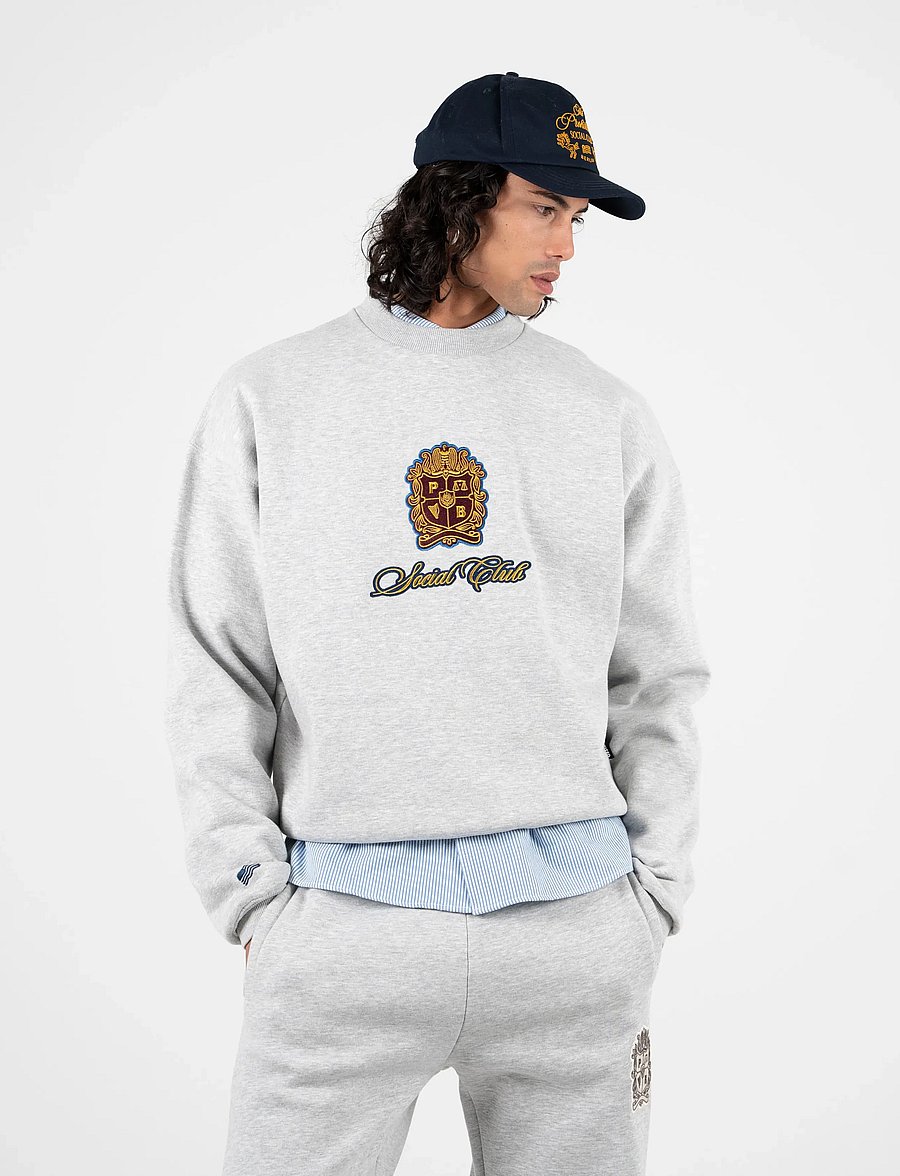 Prohibited - Emblem Patch Crew Neck - sweatshirts - grey melange - 5