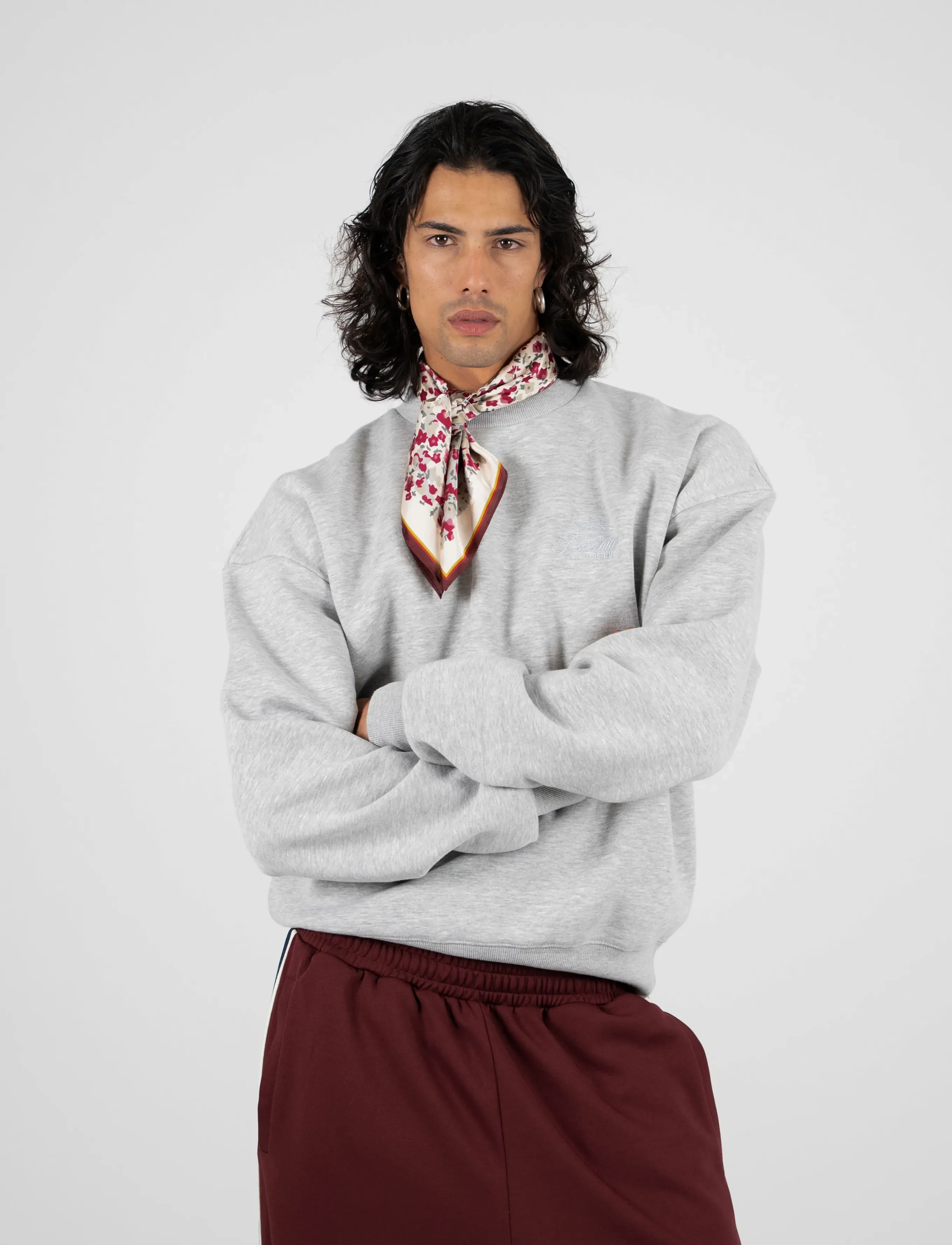 Prohibited PB Leaf Crew Neck Grey Melange - Vetements - GREY MELANGE / grey