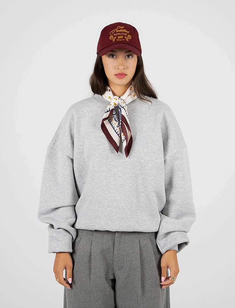 Prohibited - PB Leaf Crew Neck Grey Melange - rund hals - grey melange - 5