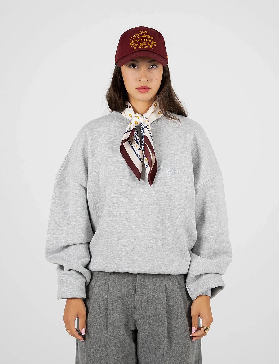 Prohibited - PB Leaf Crew Neck Grey Melange - hettupeysur - grey melange - 5