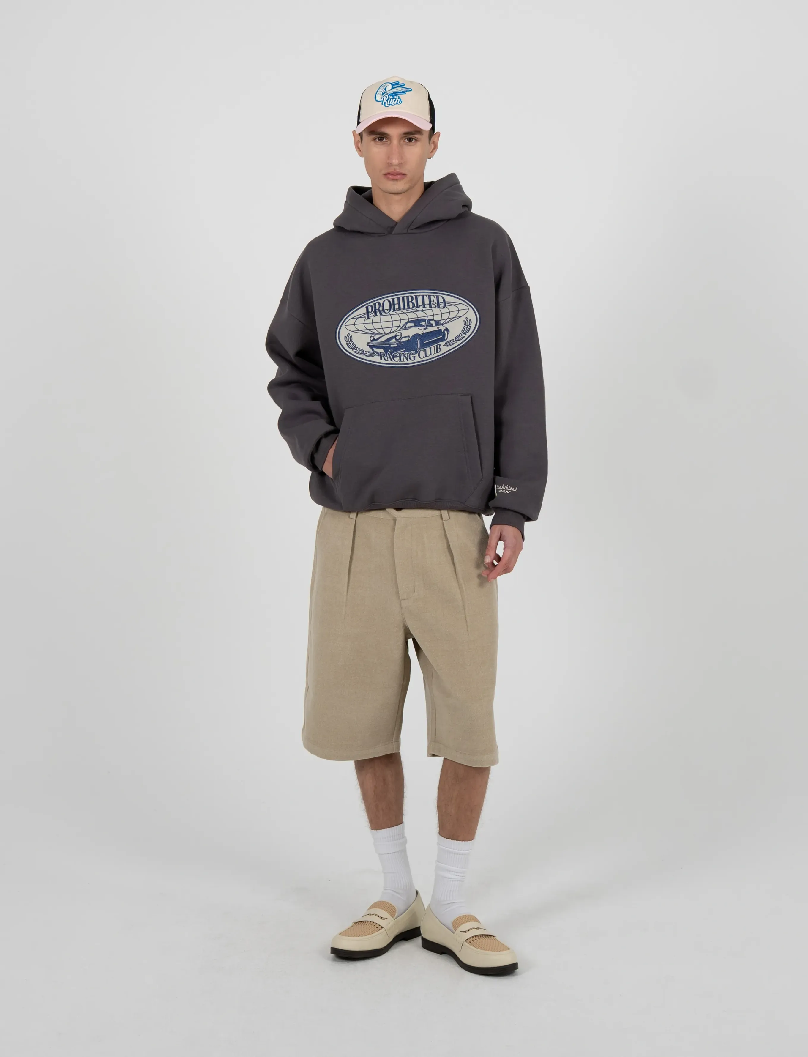 Prohibited Racecore Hoodie Slate Blue - Kleidung - SLATE BLUE / grey