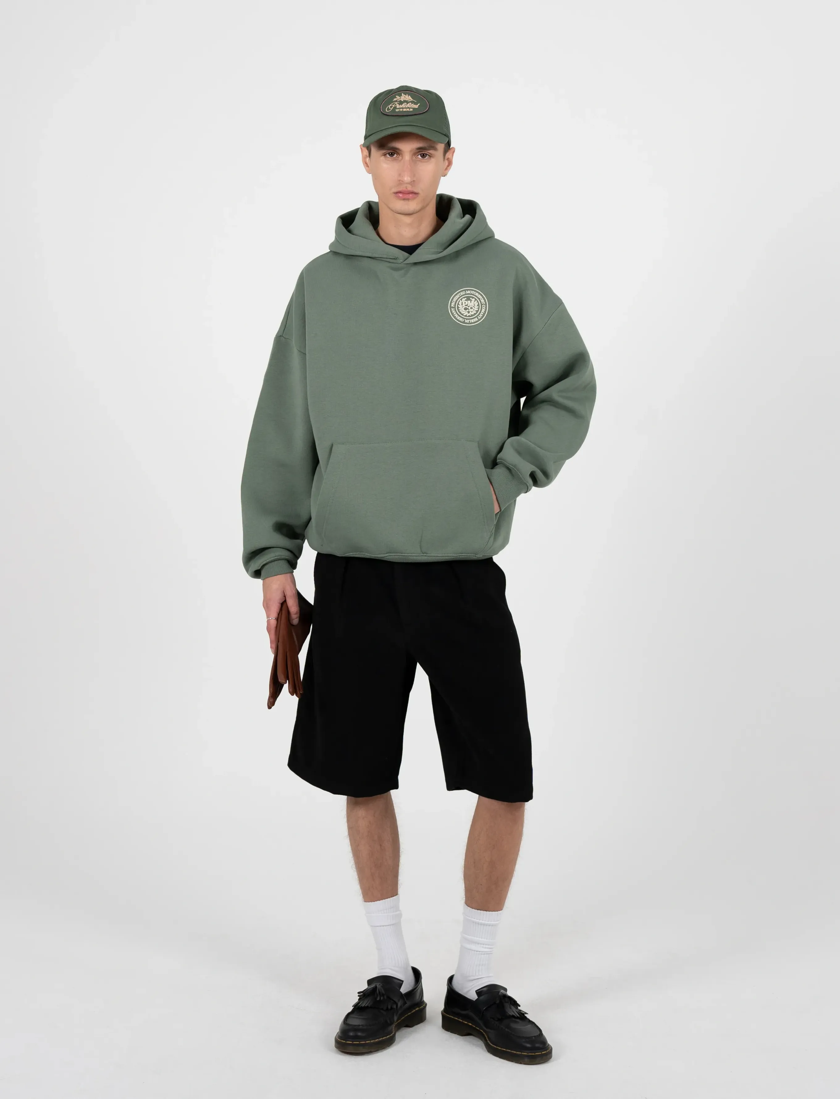 Prohibited Horse Racer Hoodie Green, XL, Sweatshirts & Hoodies, Khakigrün - Männerswear