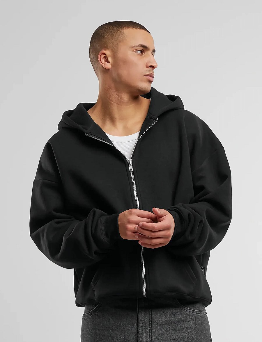 Prohibited - Oversized Zip-Hoodie Black - hettupeysur - black - 0
