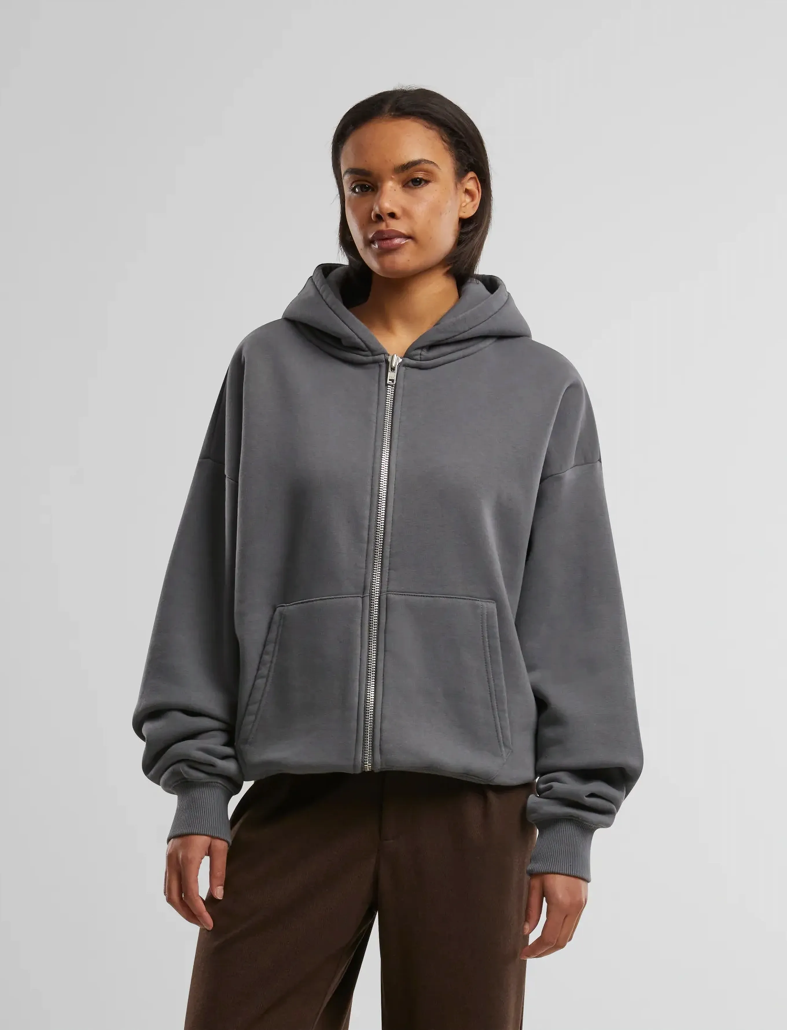 Prohibited Oversized Zip-Hoodie, L, Sweatshirts & Hoodies, Grau - Frauen