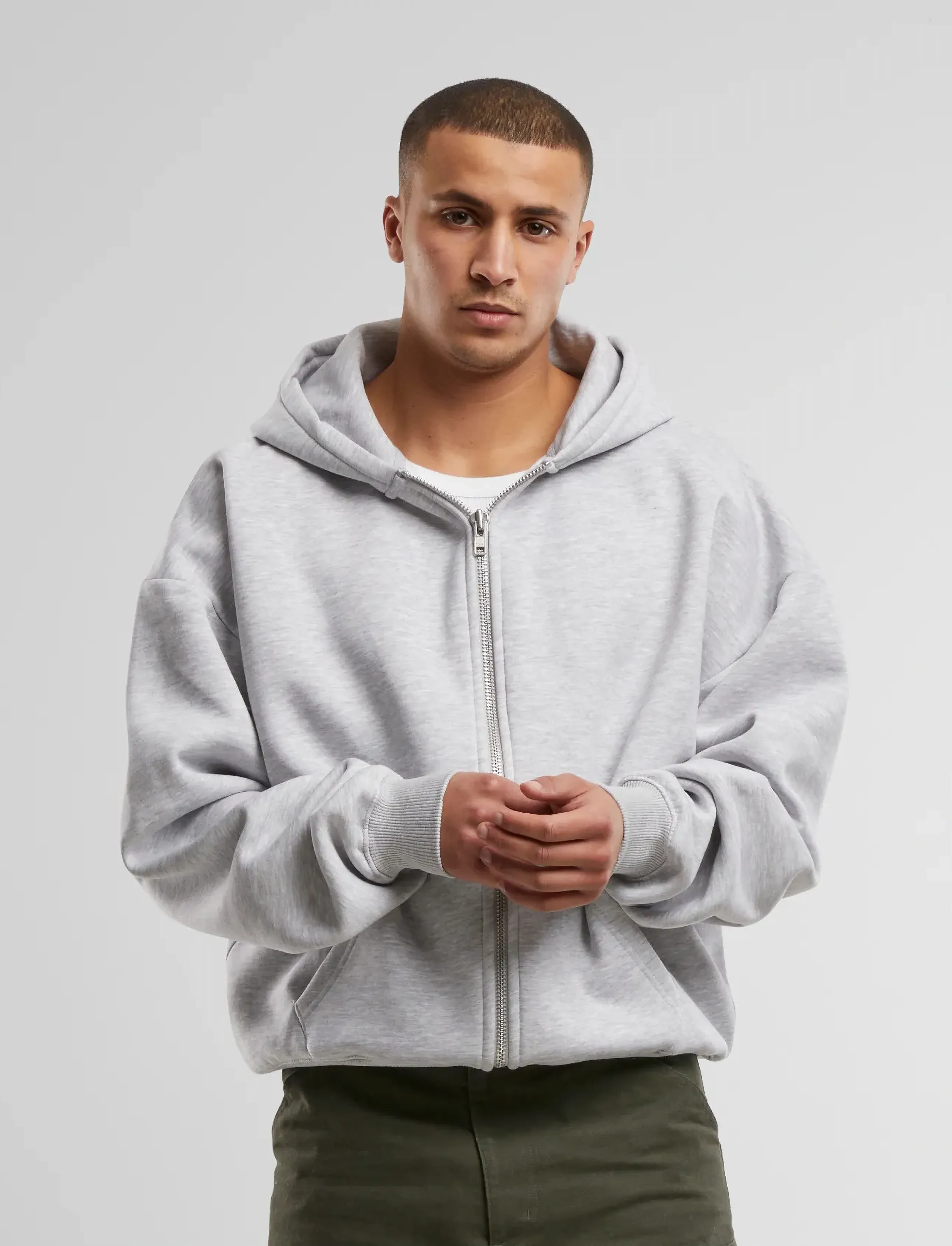 Prohibited Oversized Zip-Hoodie - Prohibited - GREY (STONE WASHED) / grey