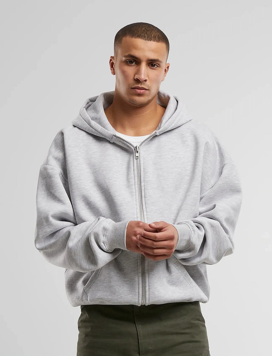 Prohibited - Oversized Zip-Hoodie Grey Melange - kapuzenpullover - grey (stone washed) - 0