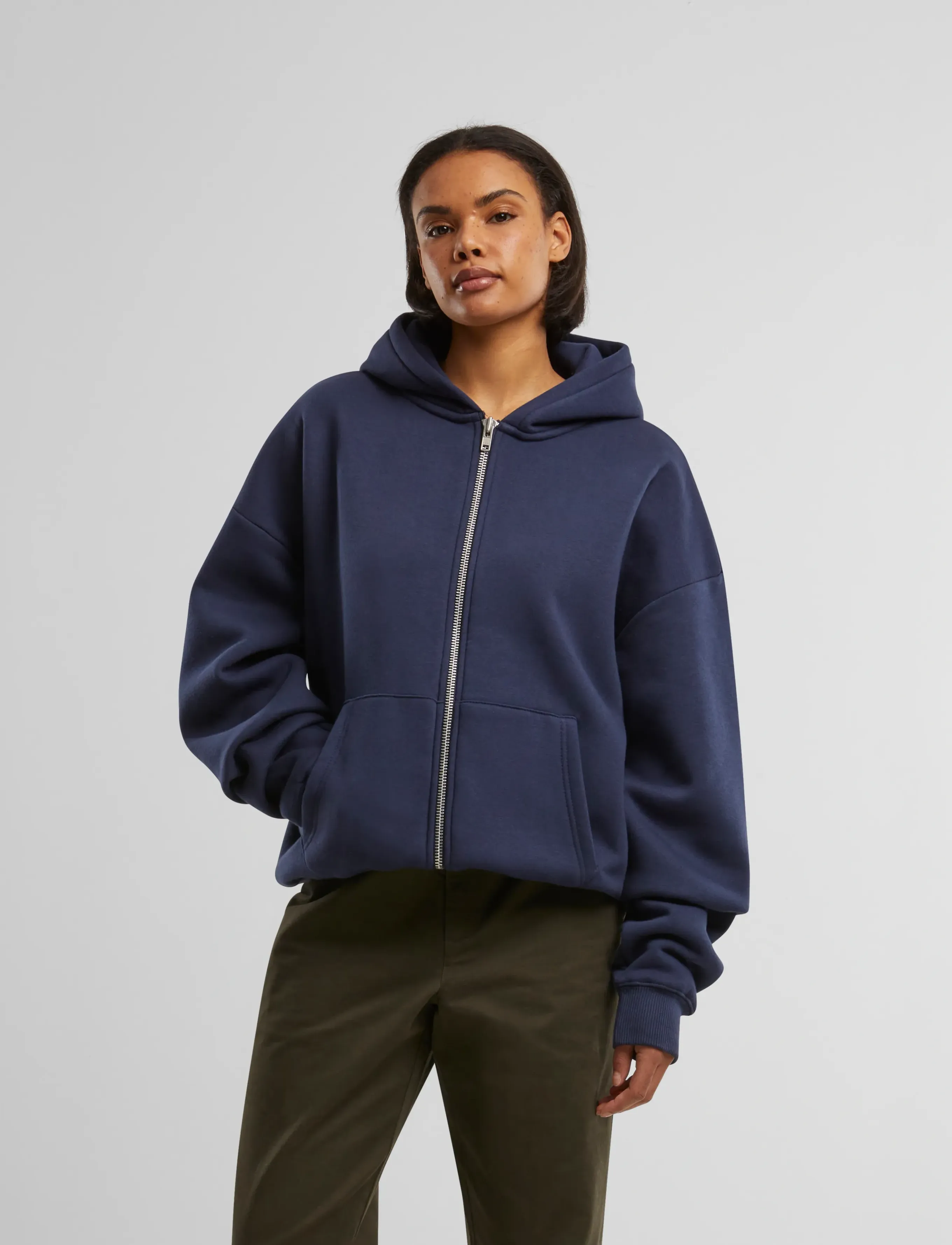 Prohibited Oversized Zip-Hoodie Navy, Mænd, Oversized Lynlås Hoodie, Navy, Str: M