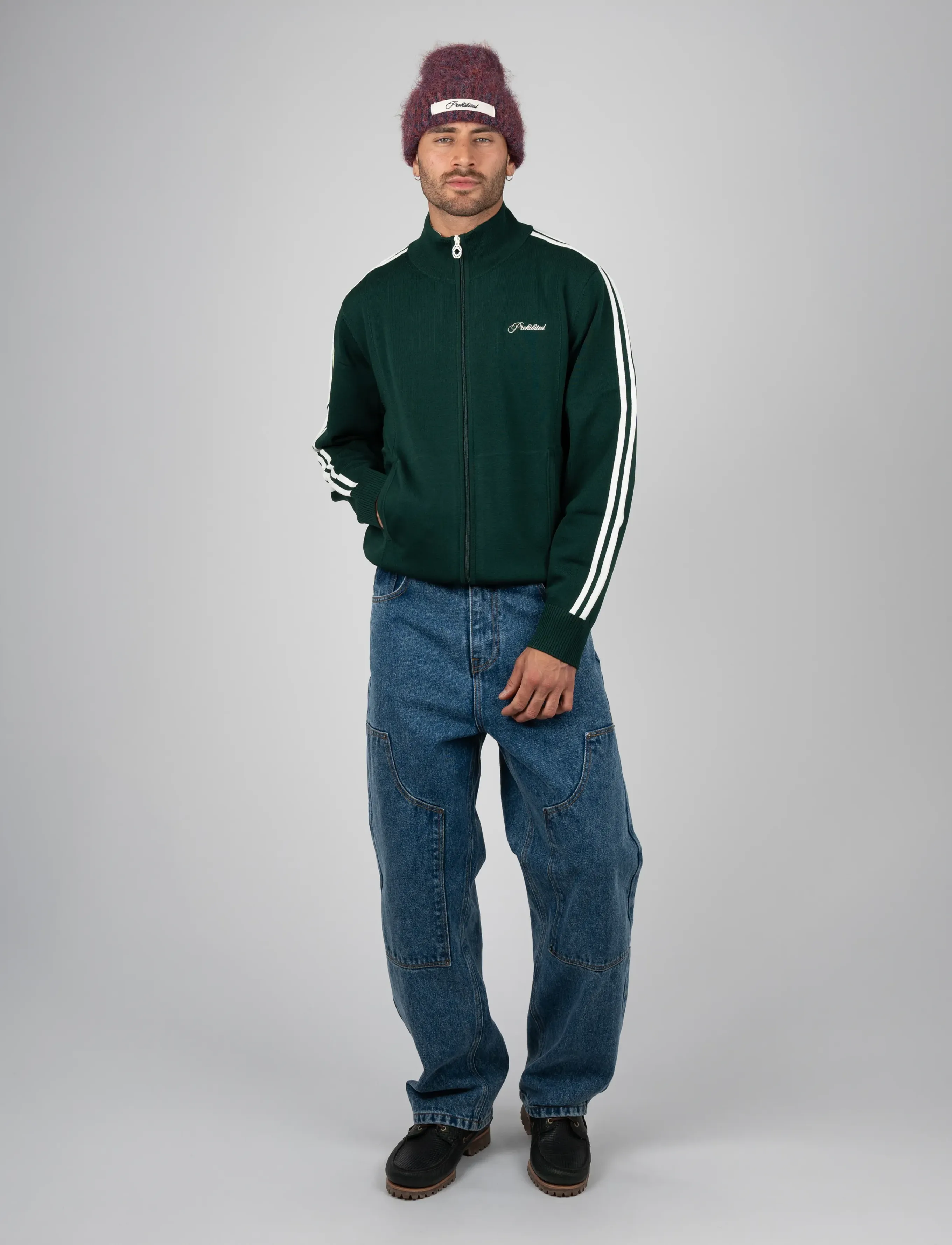 Prohibited - Varsity Knitted Trackjacket - varsity-jacken - dark green - 4