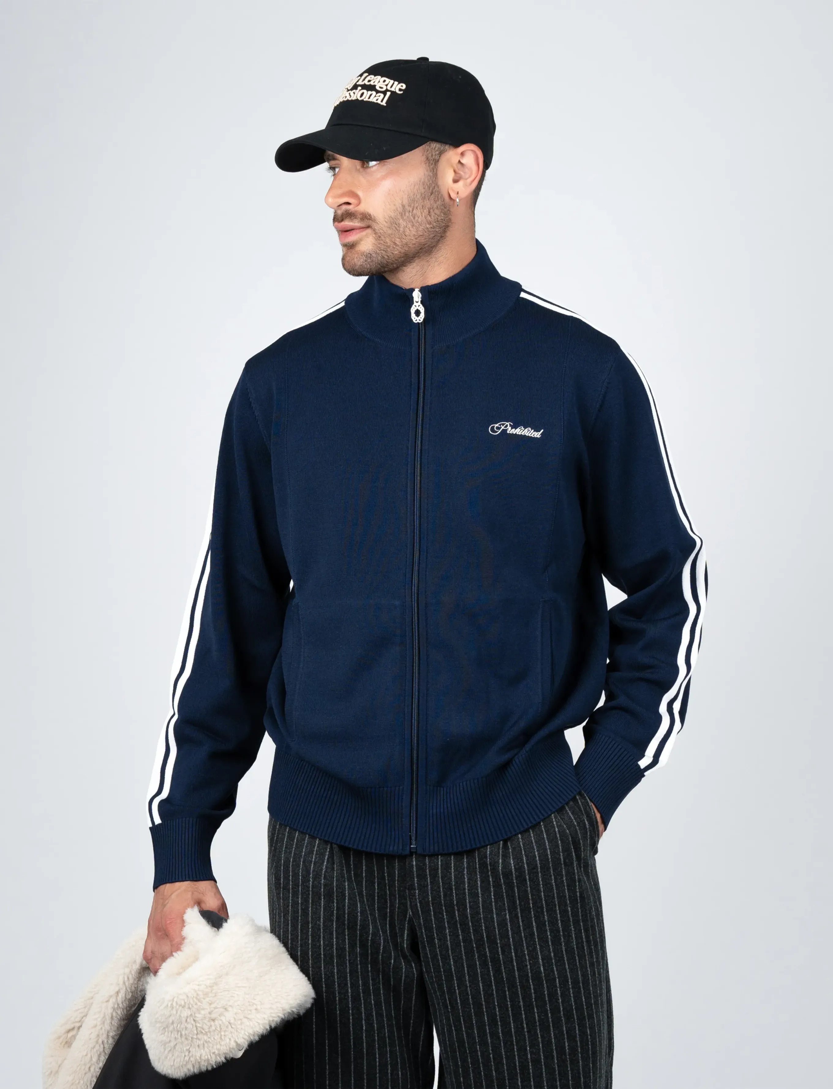 Prohibited Varsity Knitted Trackjacket - Varsity-Jacken - NAVY / navy
