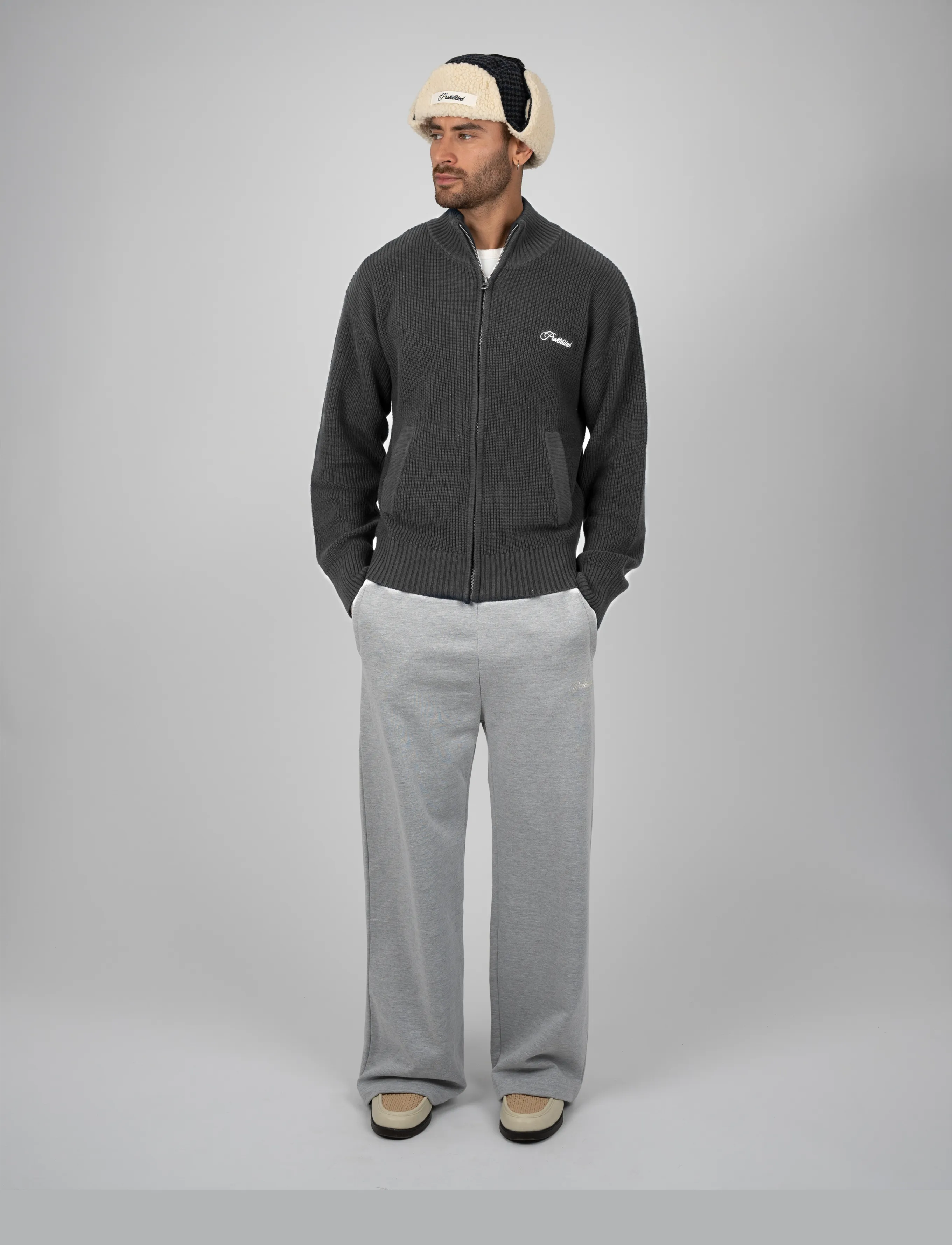 Prohibited Campus Knit Jacket - Sügisjoped - DARK GREY / grey