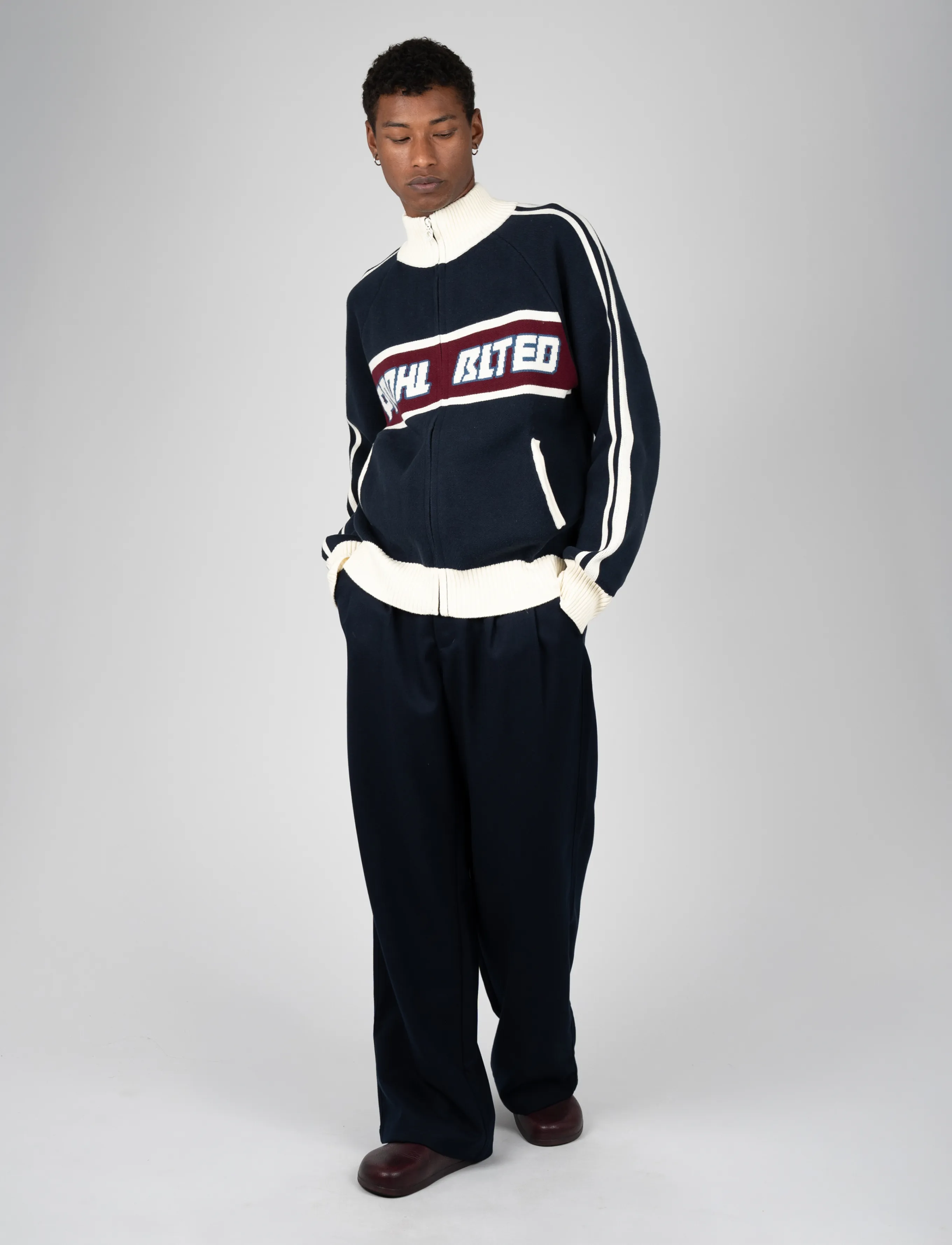 Prohibited Letterman Knit Jacket - Shop by style - NAVY / navy