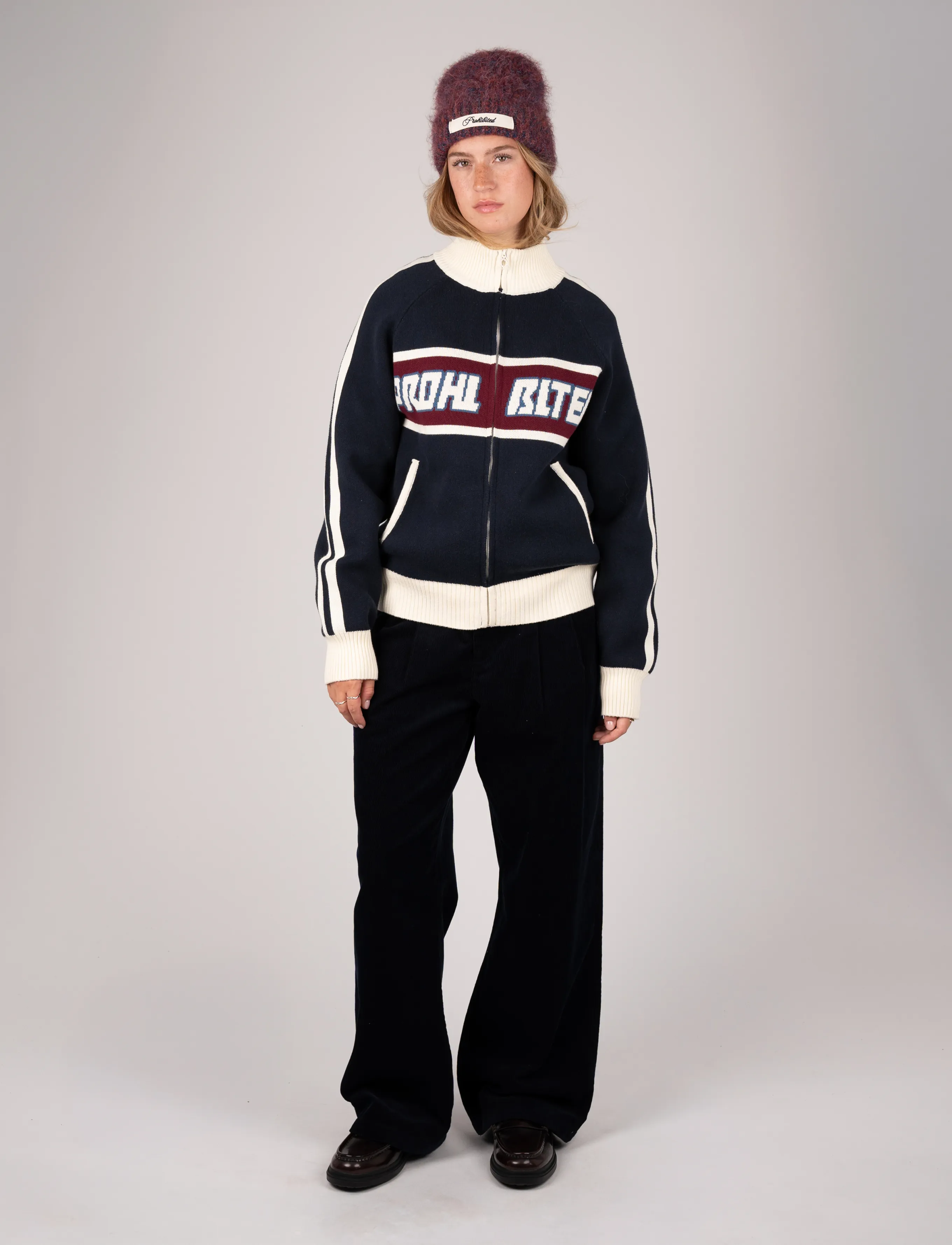 Prohibited - Letterman Knit Jacket - navy - 5