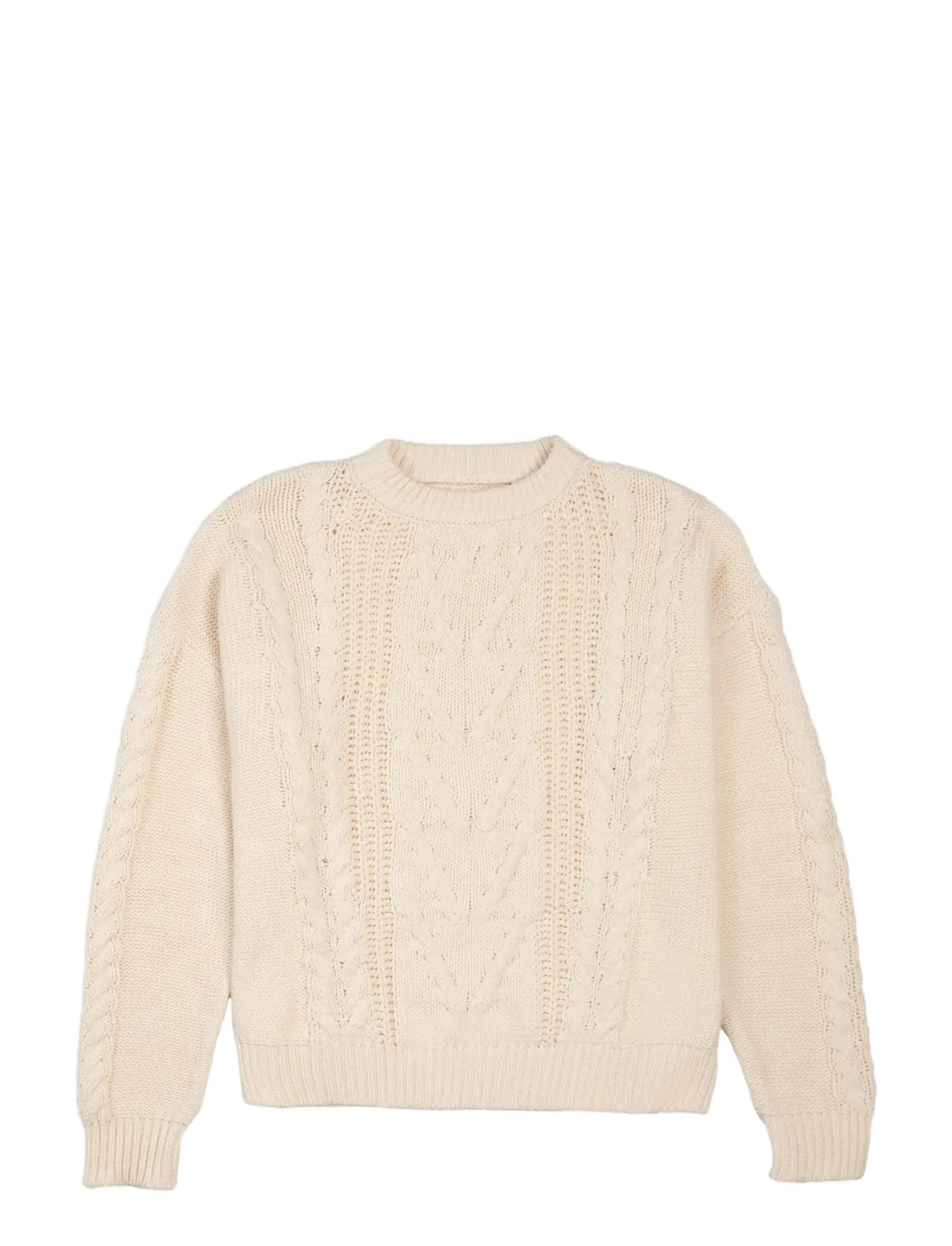 PROHIBITED Sunday Cable Knit Pullover Cream - M - Damen