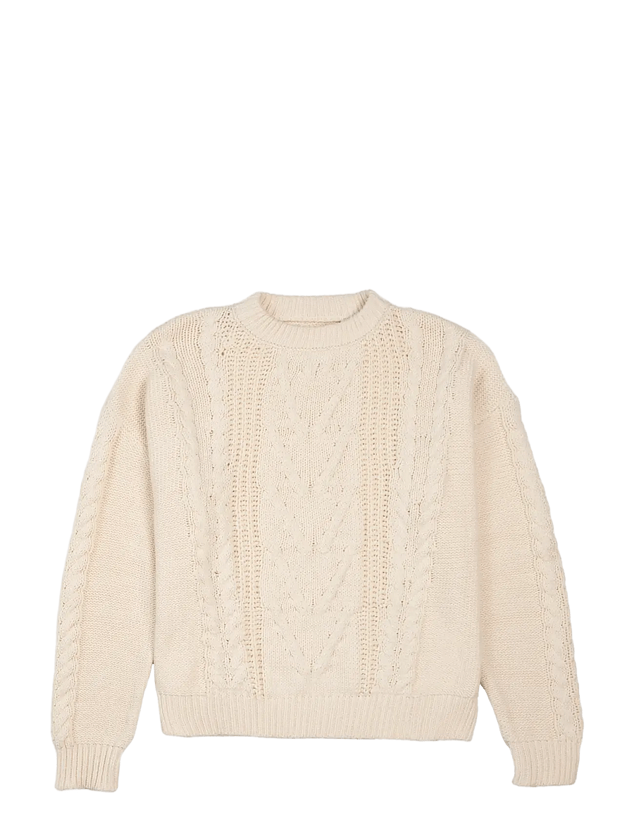 Prohibited - Sunday Cable Knit Sweater - Ümara kaelusega - cream - 1