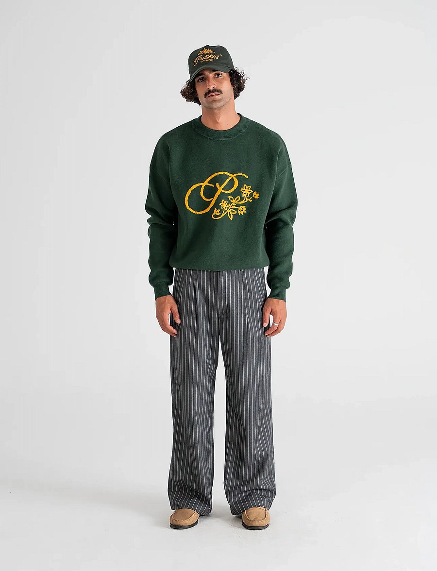 Prohibited - Bloom Knit Sweater - igapäevane stiil - dark green - 0