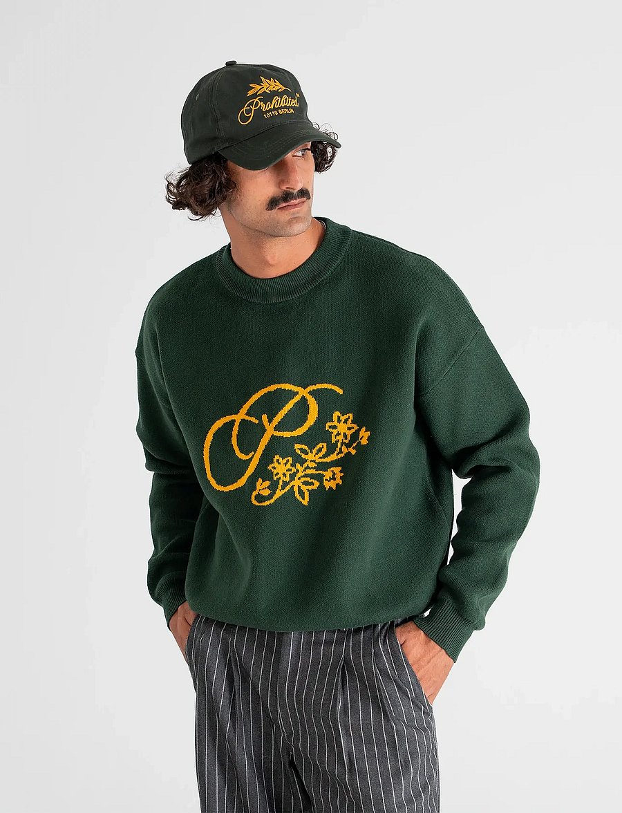 Prohibited - Bloom Knit Sweater - igapäevane stiil - dark green - 2