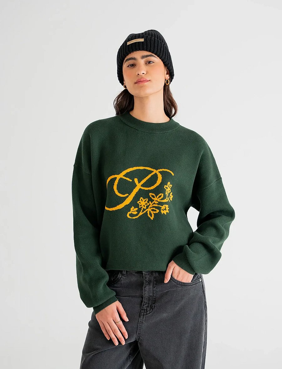 Prohibited - Bloom Knit Sweater - igapäevane stiil - dark green - 5