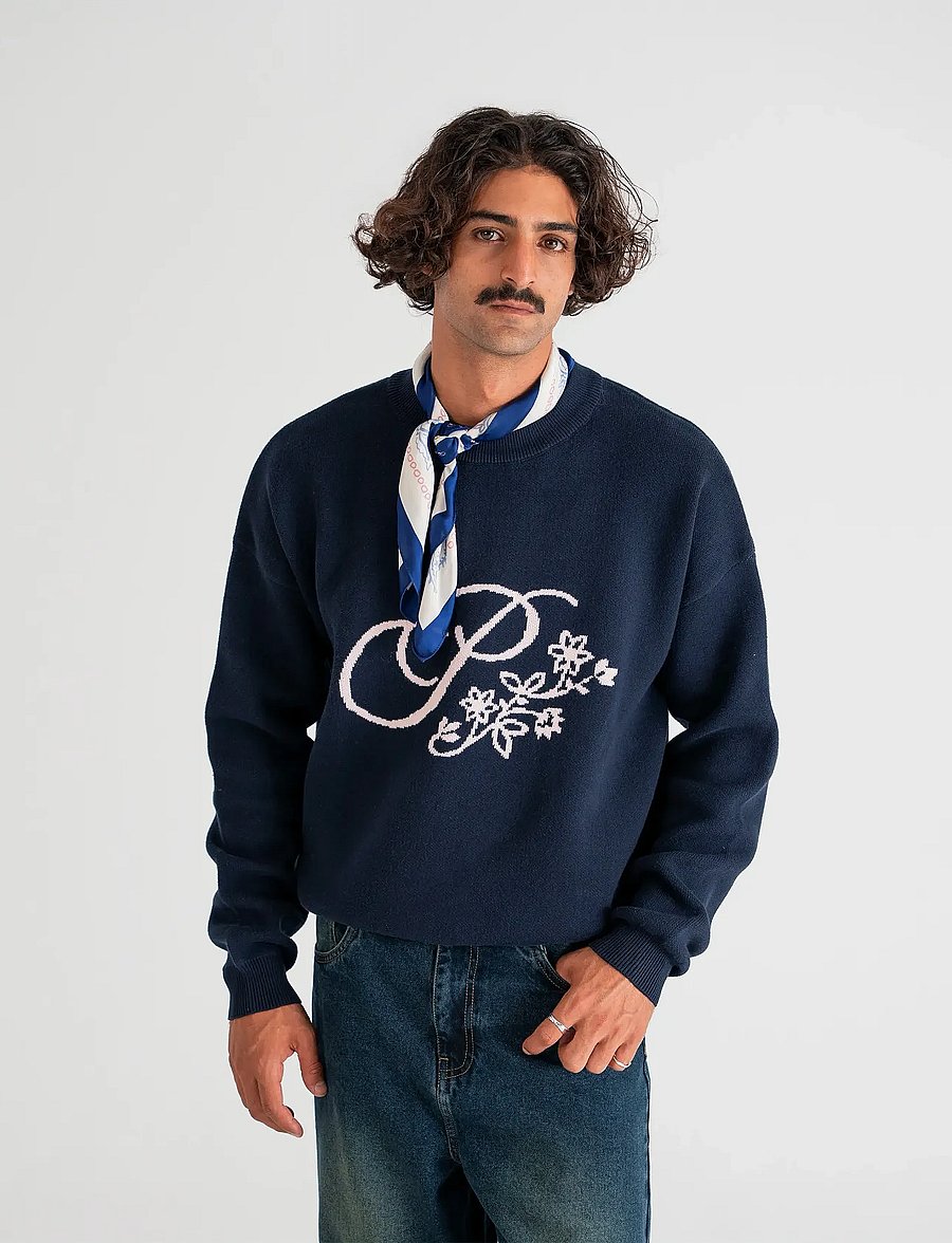 Prohibited - Bloom Knit Sweater - sweatshirts - navy - 0