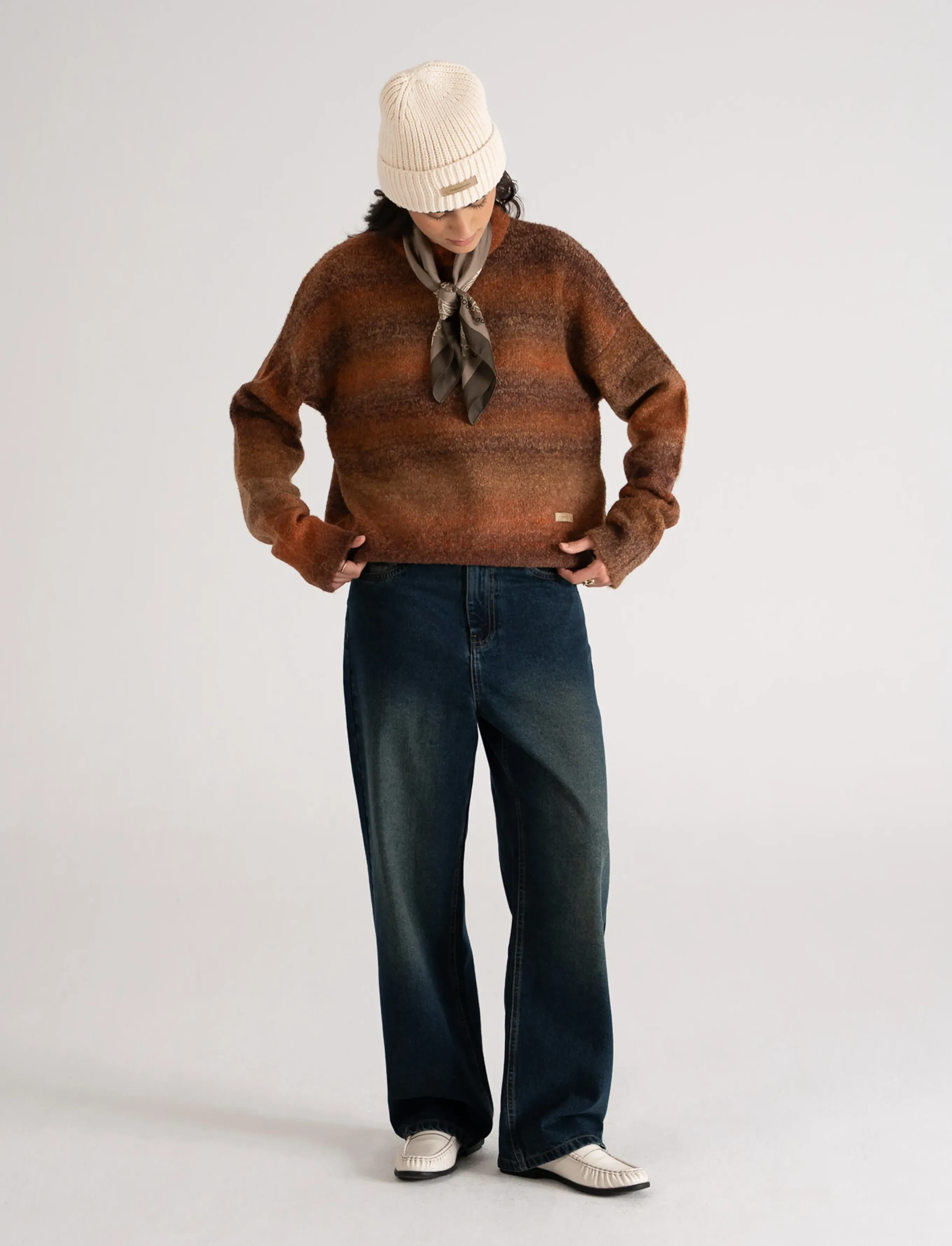 Prohibited - Gradient Knit Sweater - swetry - brown - 4