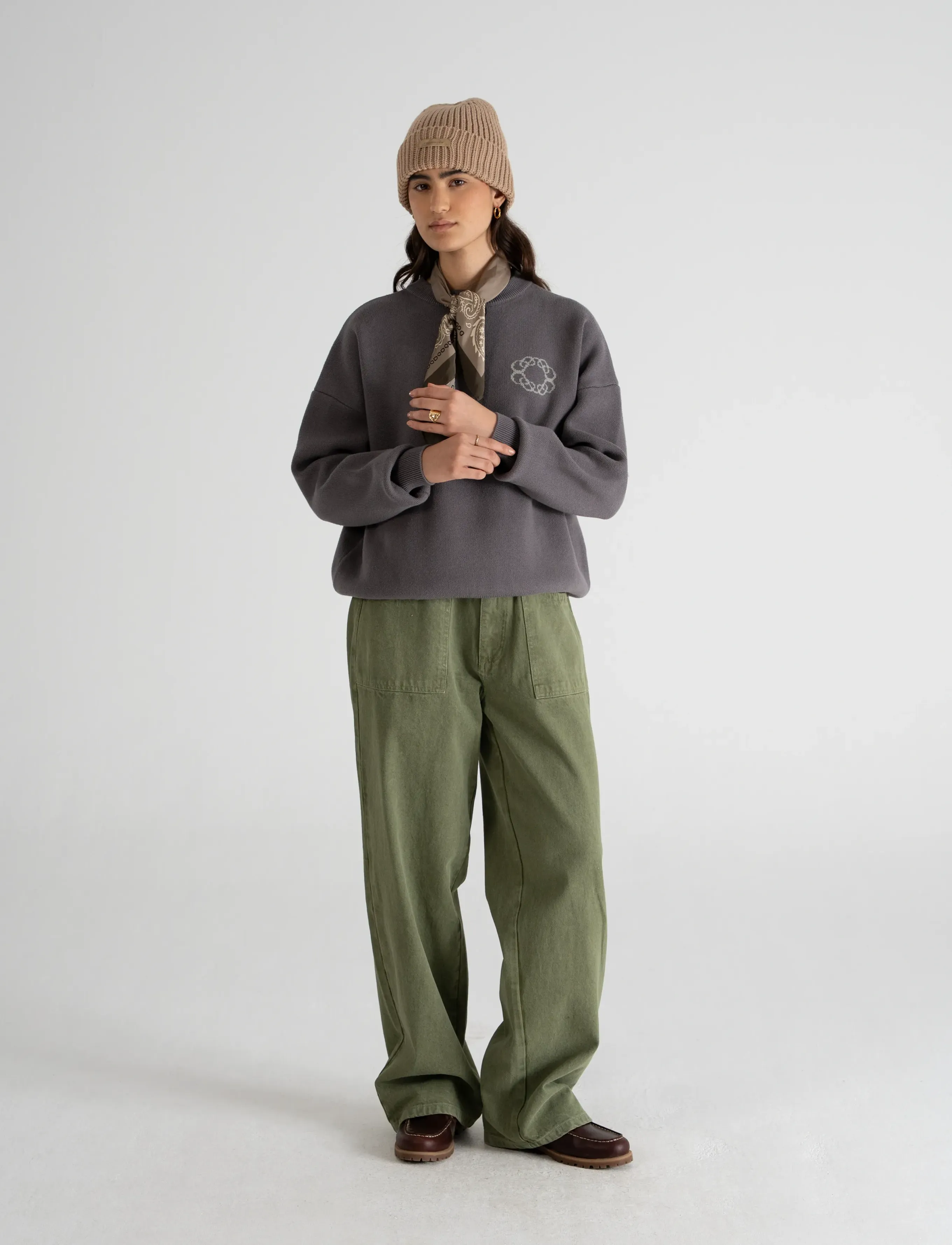 Prohibited - Legacy Knit Sweater - rundhalsad - stone - 3
