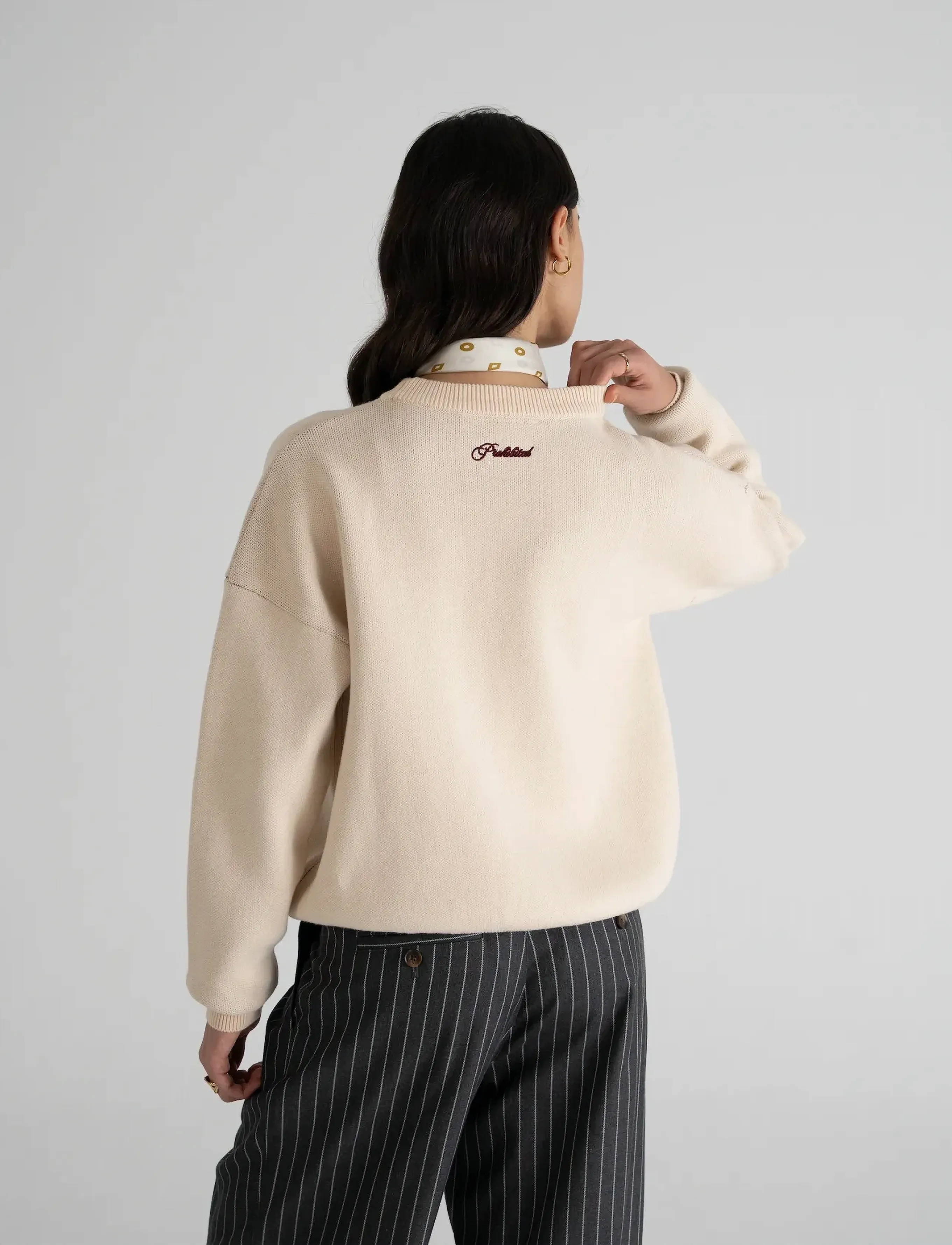 Prohibited Initial Knit Sweater, XXL, Cream, Strik > Runde Halse, Herre