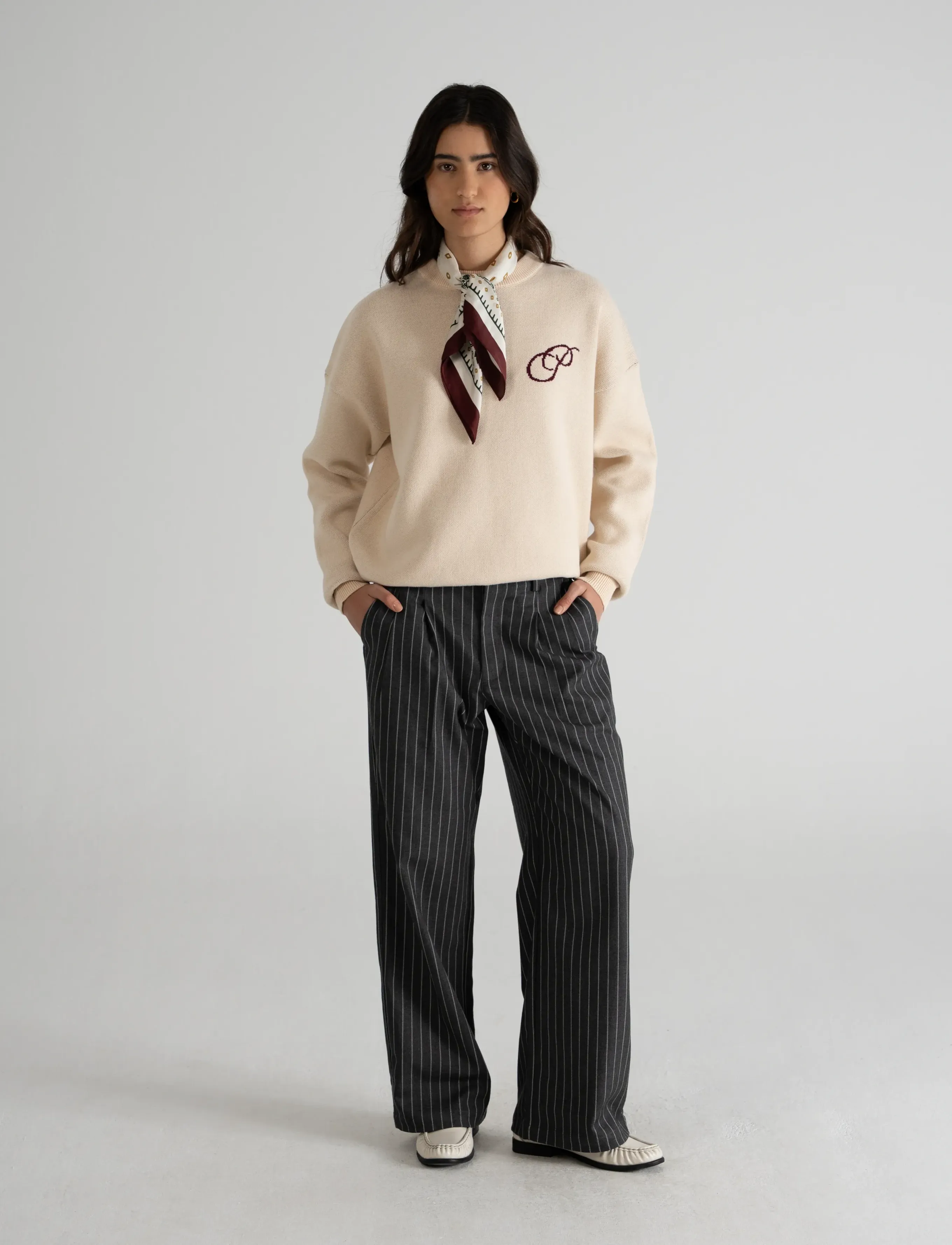 Prohibited - Initial Knit Sweater - Ümmarguse kaelusega kudumid - cream - 2