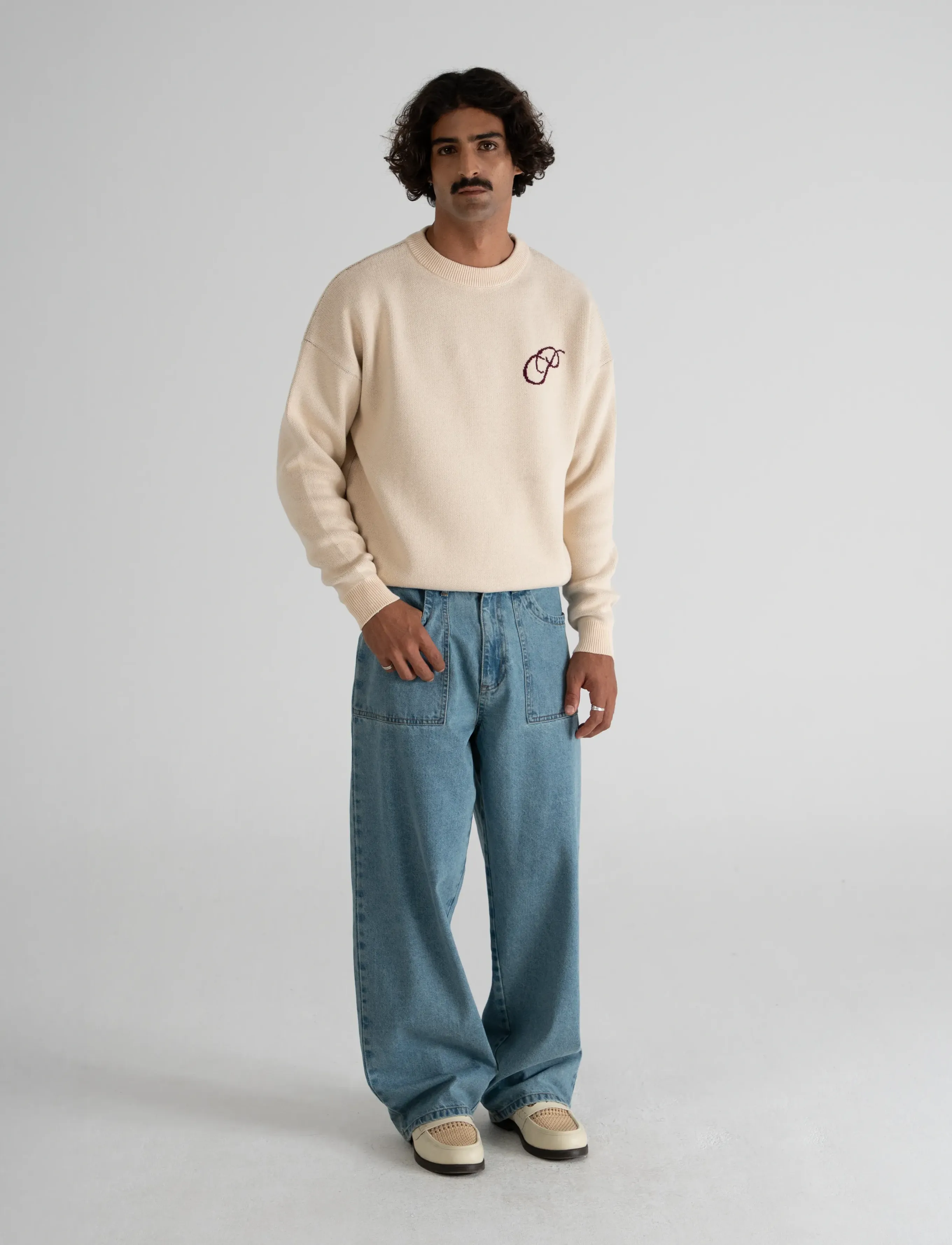 Prohibited - Initial Knit Sweater - Ümmarguse kaelusega kudumid - cream - 3