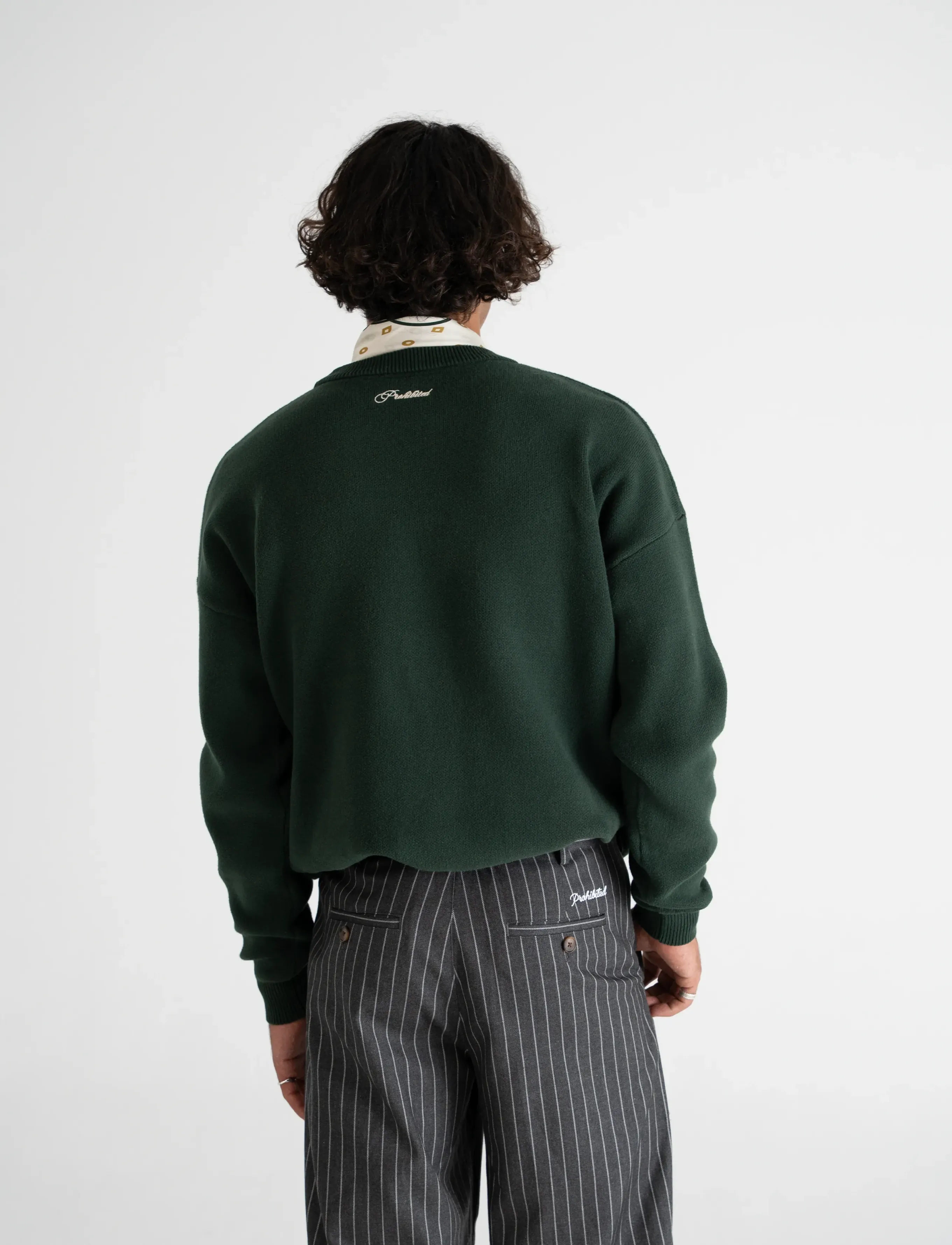 Prohibited - Initial Knit Sweater - round necks - dark green - 3