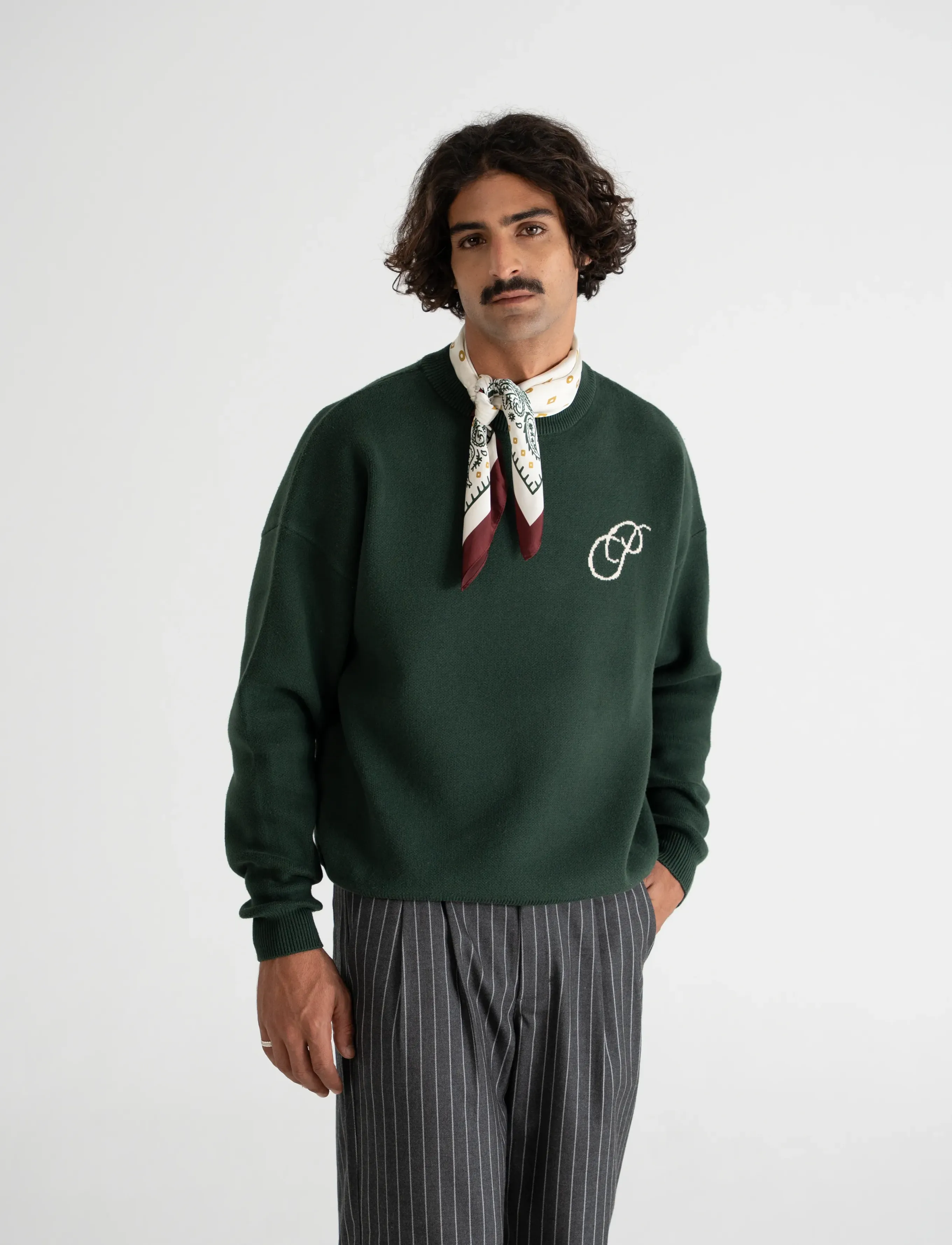 Prohibited - Initial Knit Sweater - round necks - dark green - 4
