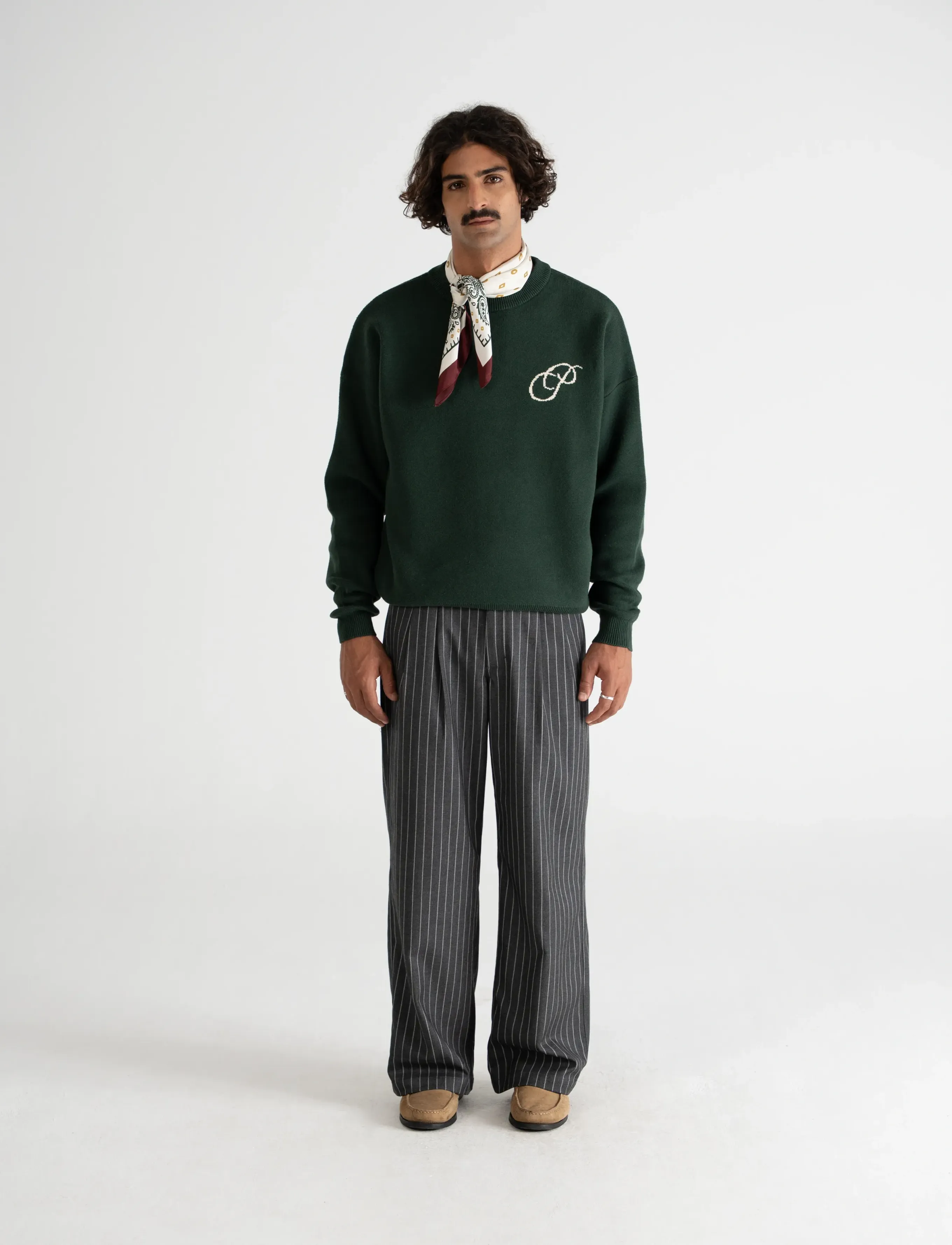 Prohibited - Initial Knit Sweater - round necks - dark green - 5