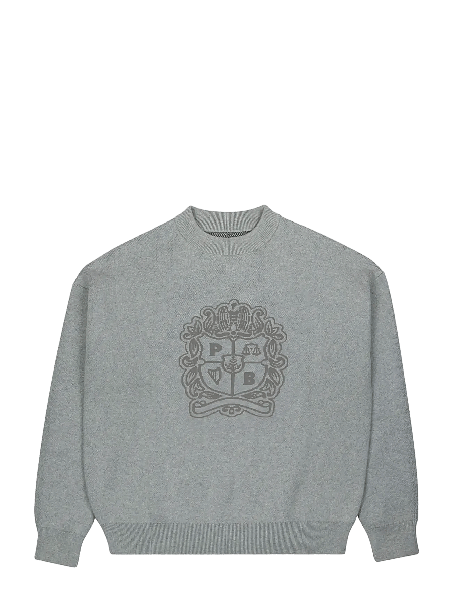 Prohibited - Emblem Knit Sweater - Ümara kaelusega - grey - 1
