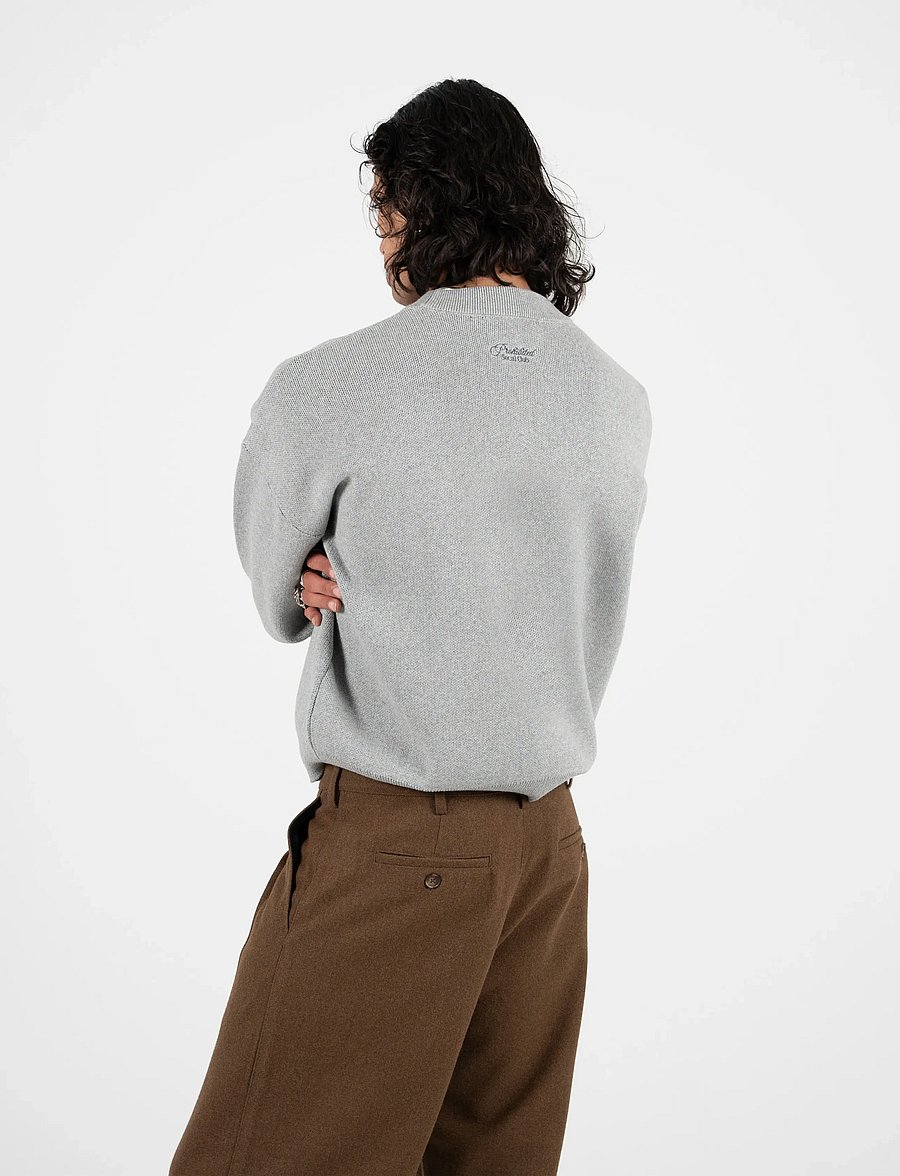 Prohibited - Emblem Knit Sweater - Ümara kaelusega - grey - 3
