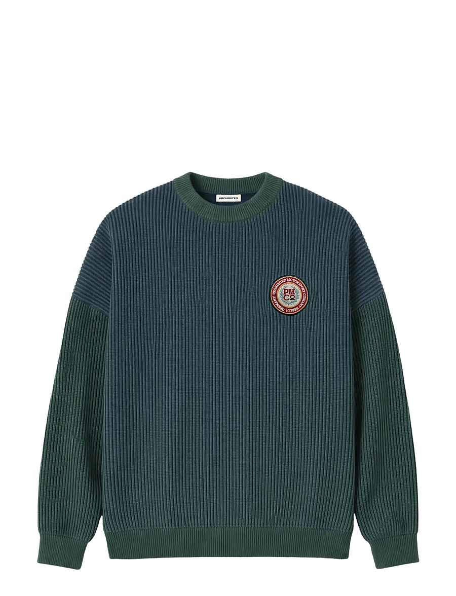 Prohibited - Cutoff Knit Sweater Green - rundhalsad - green - 1