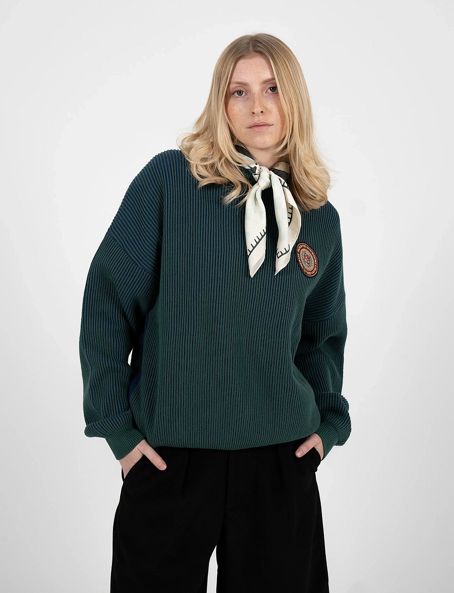 Prohibited - Cutoff Knit Sweater Green - rundhalsad - green - 2