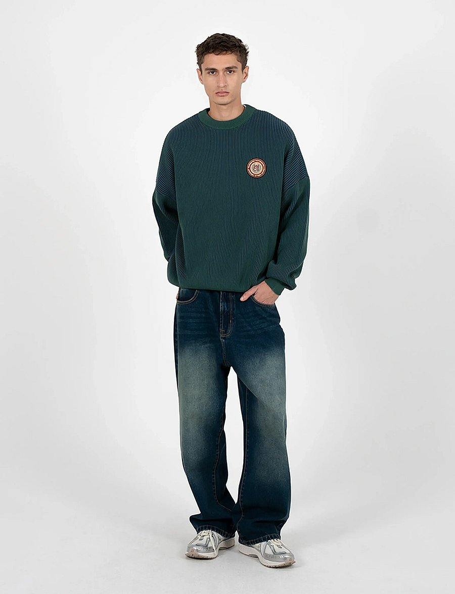 Prohibited - Cutoff Knit Sweater Green - rundhalsad - green - 4