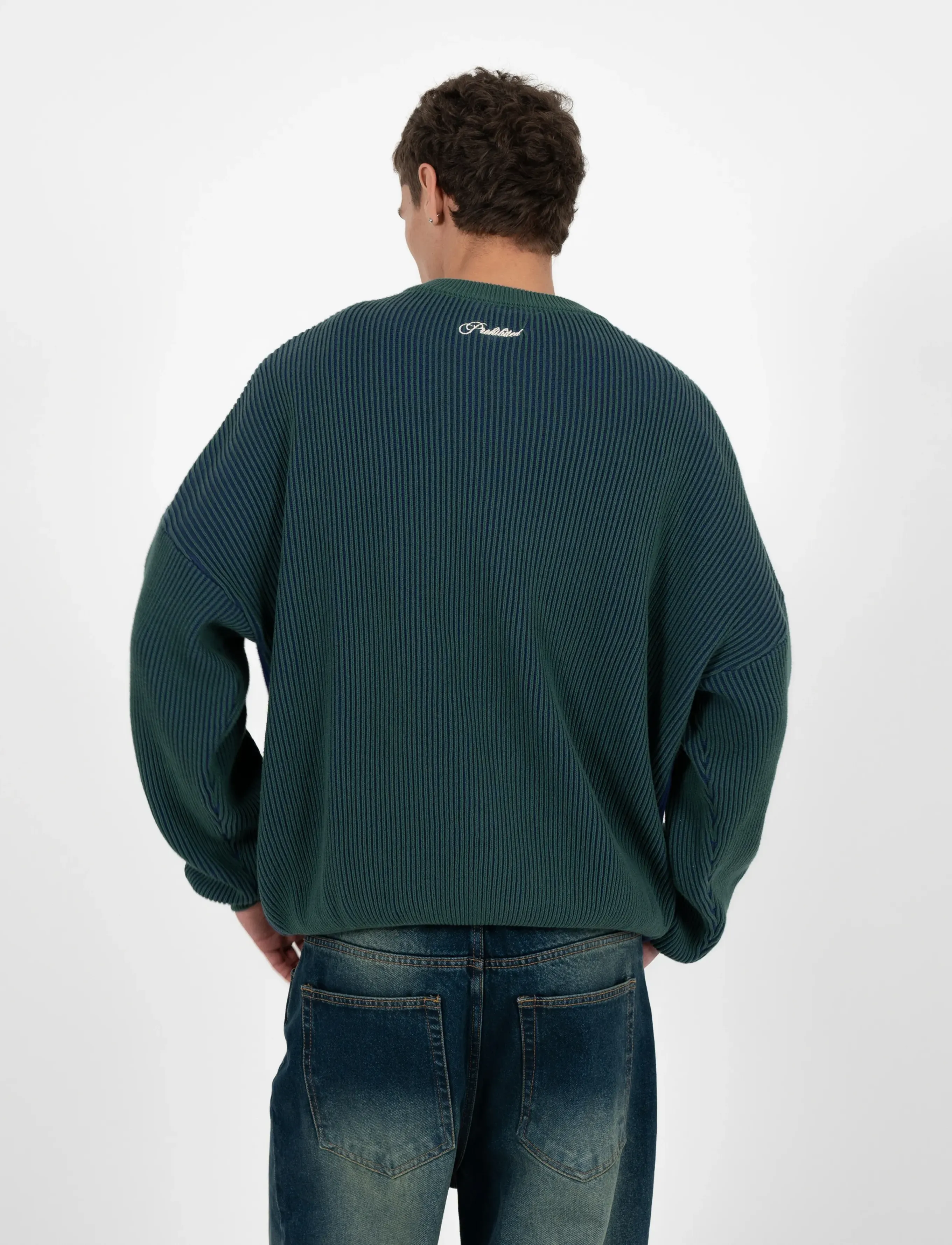 Prohibited - Cutoff Knit Sweater Green - rundhalsad - green - 5