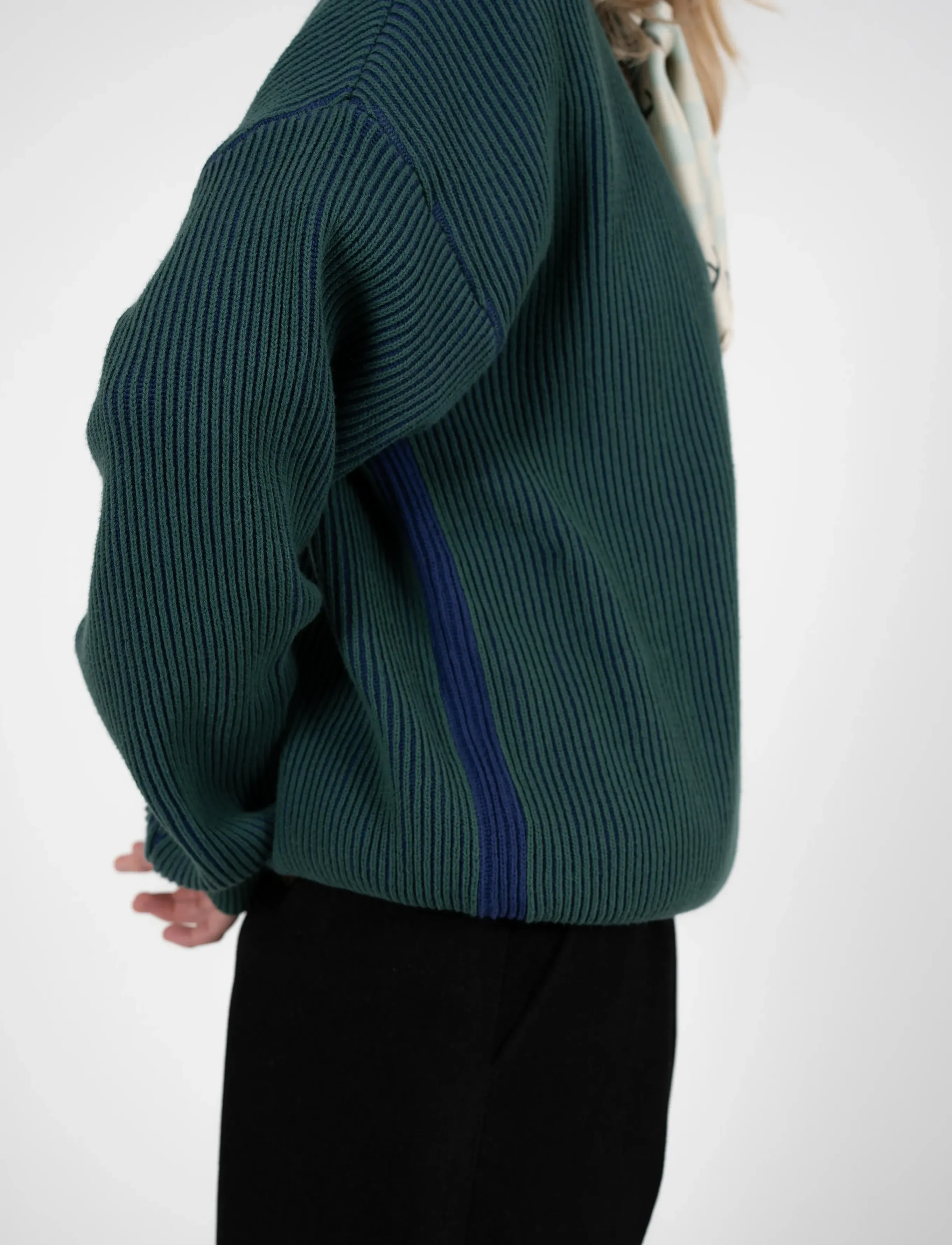 Prohibited Cutoff Knit Sweater Green - Rundhals - GREEN / green