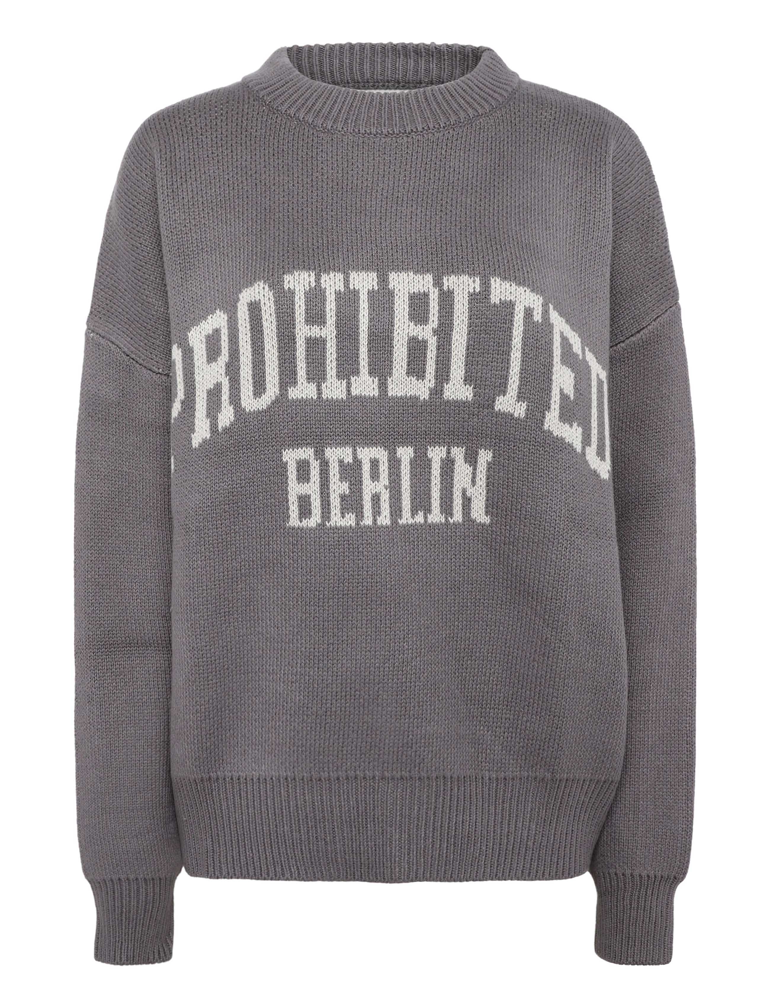Prohibited Varsity Knit Sweater - Rundhalsad - BROWN / brown