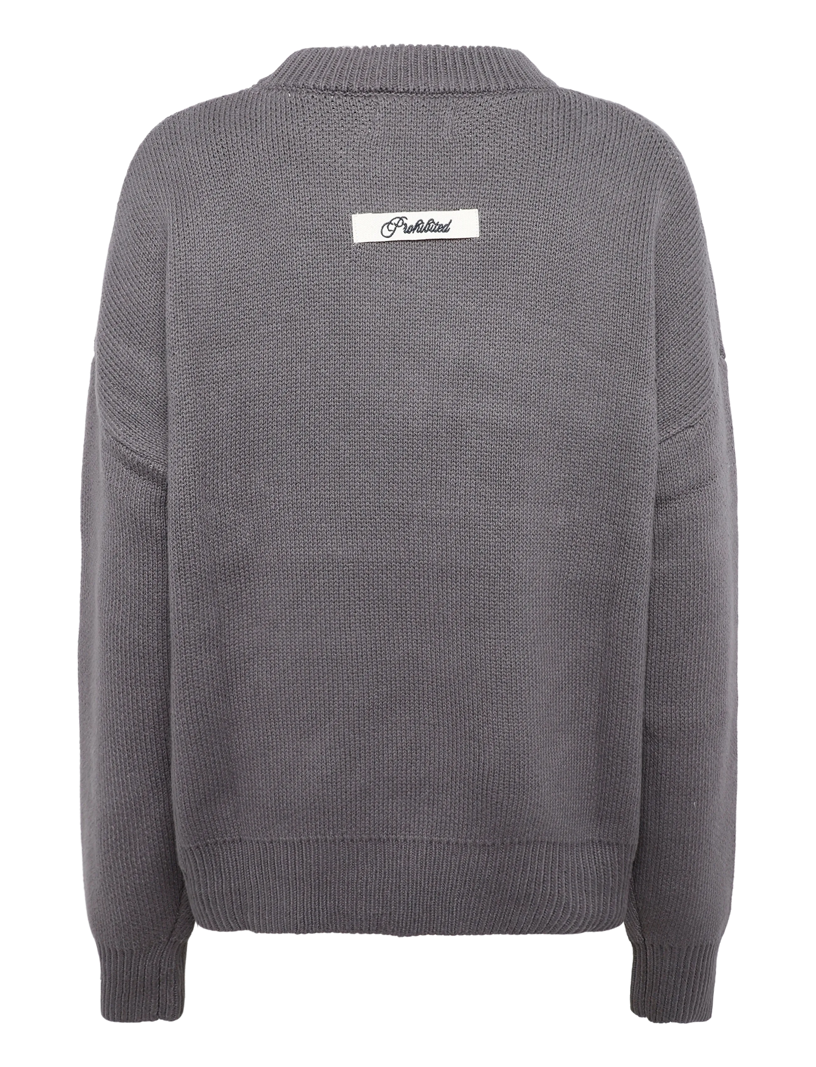 Prohibited - Varsity Knit Sweater - brown - 2