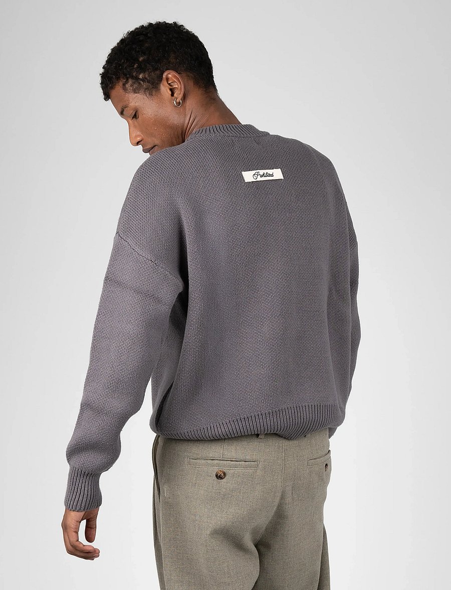 Prohibited - Varsity Knit Sweater - brown - 4