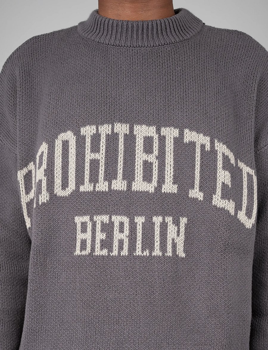 Prohibited - Varsity Knit Sweater - brown - 5