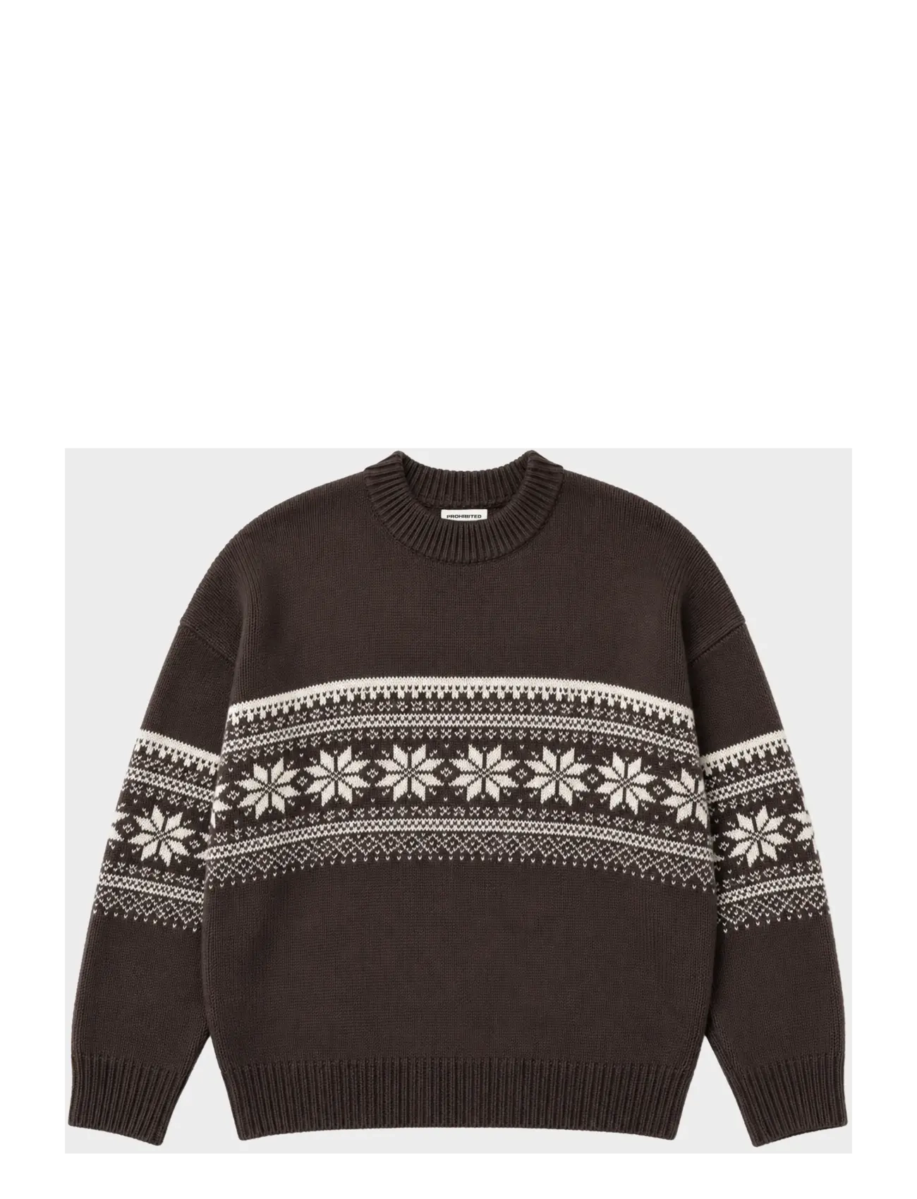 Prohibited Nordic Knit Sweater - Strik - DARK BROWN / brown