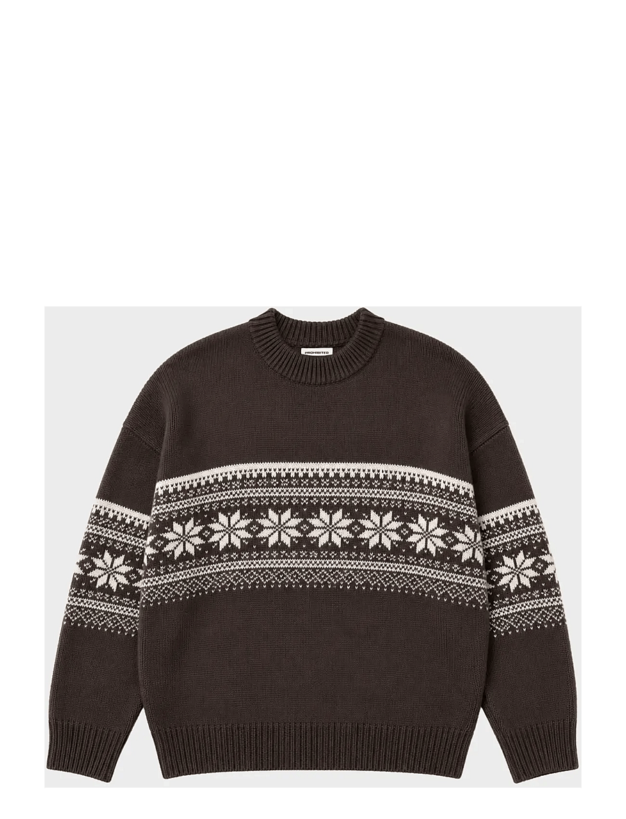 Prohibited - Nordic Knit Sweater - rund hals - dark brown - 1