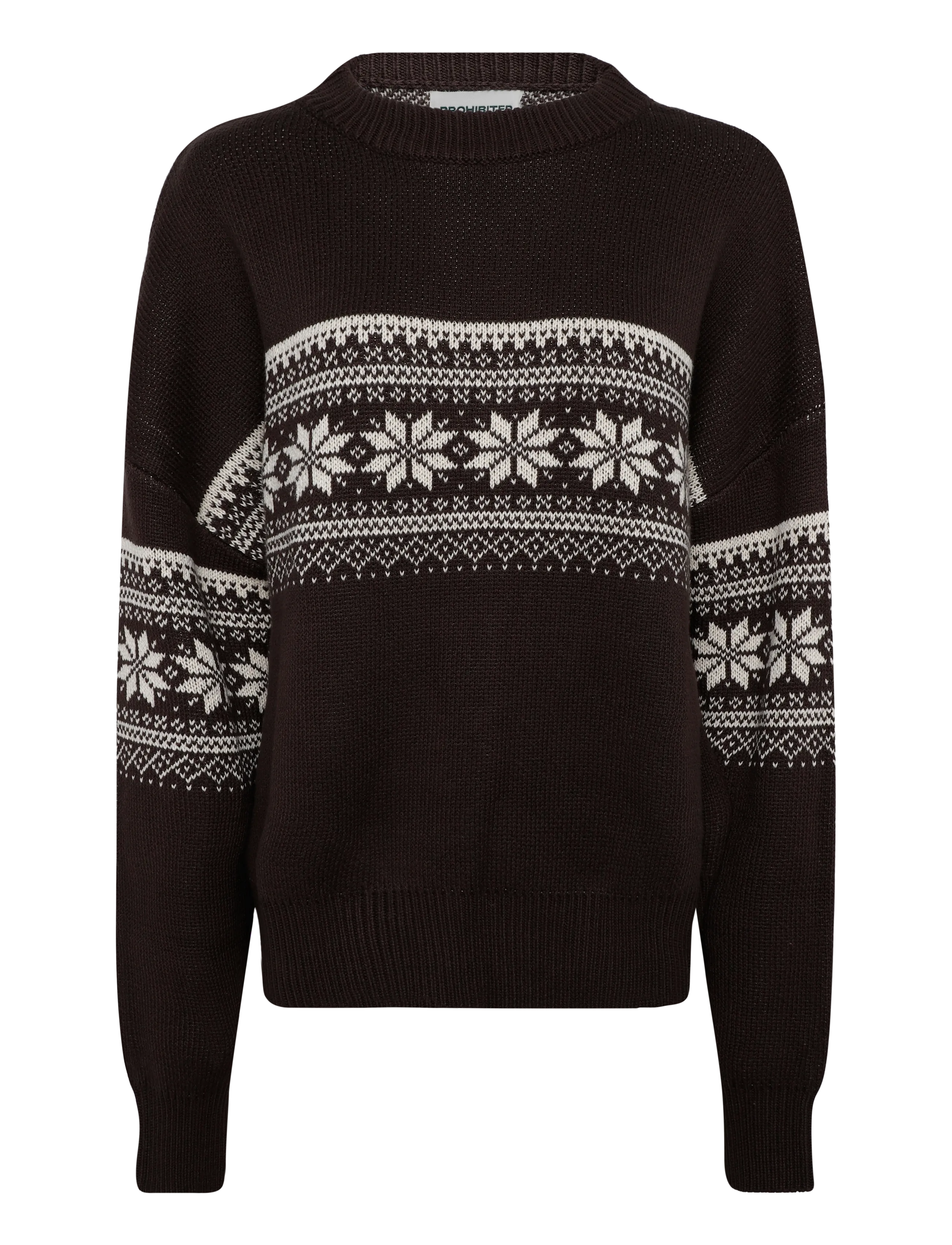 Prohibited Nordic Knit Sweater - Prohibited - DARK BROWN / brown