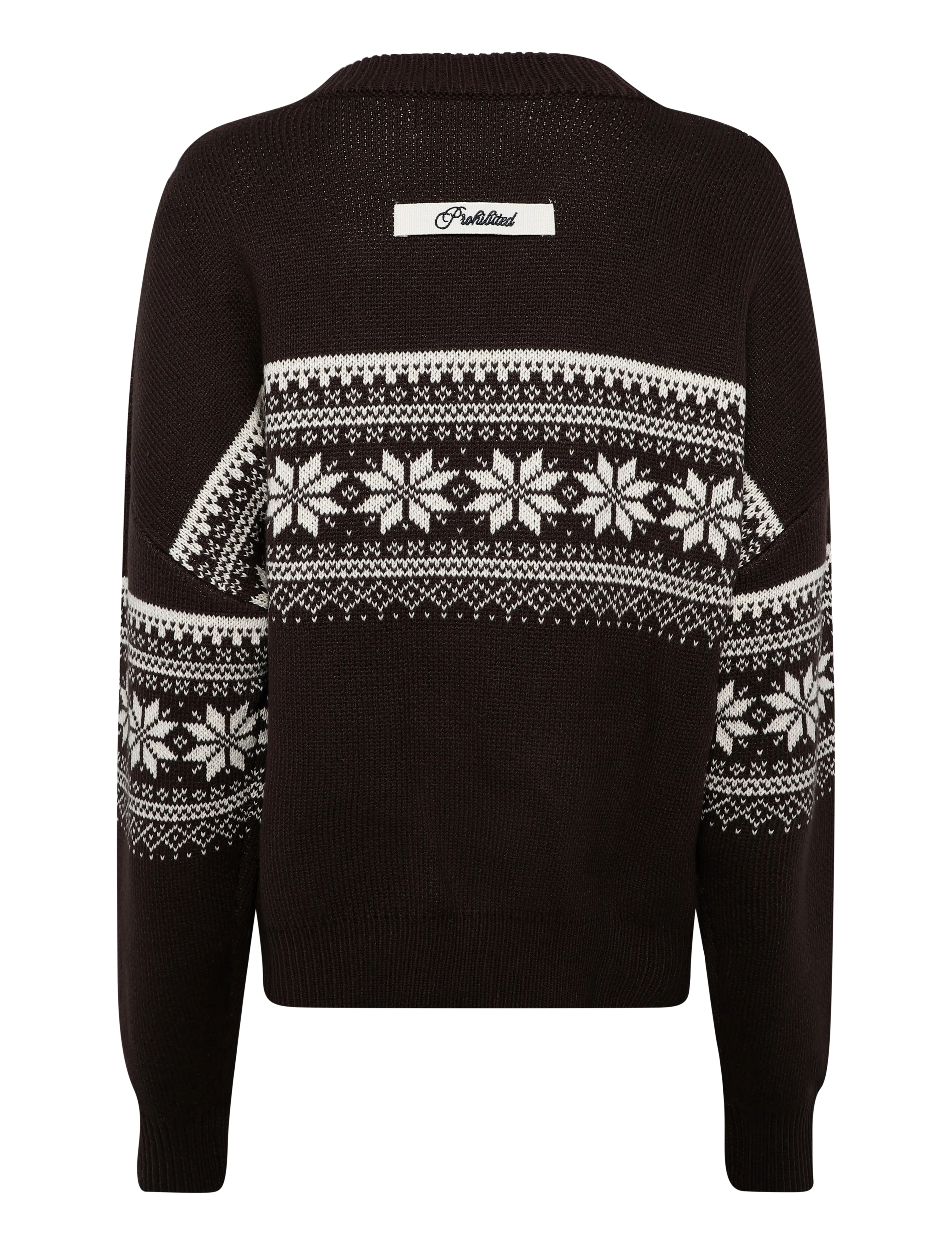 Prohibited - Nordic Knit Sweater - džemperi ar apaļu kakla izgriezumu - dark brown - 2