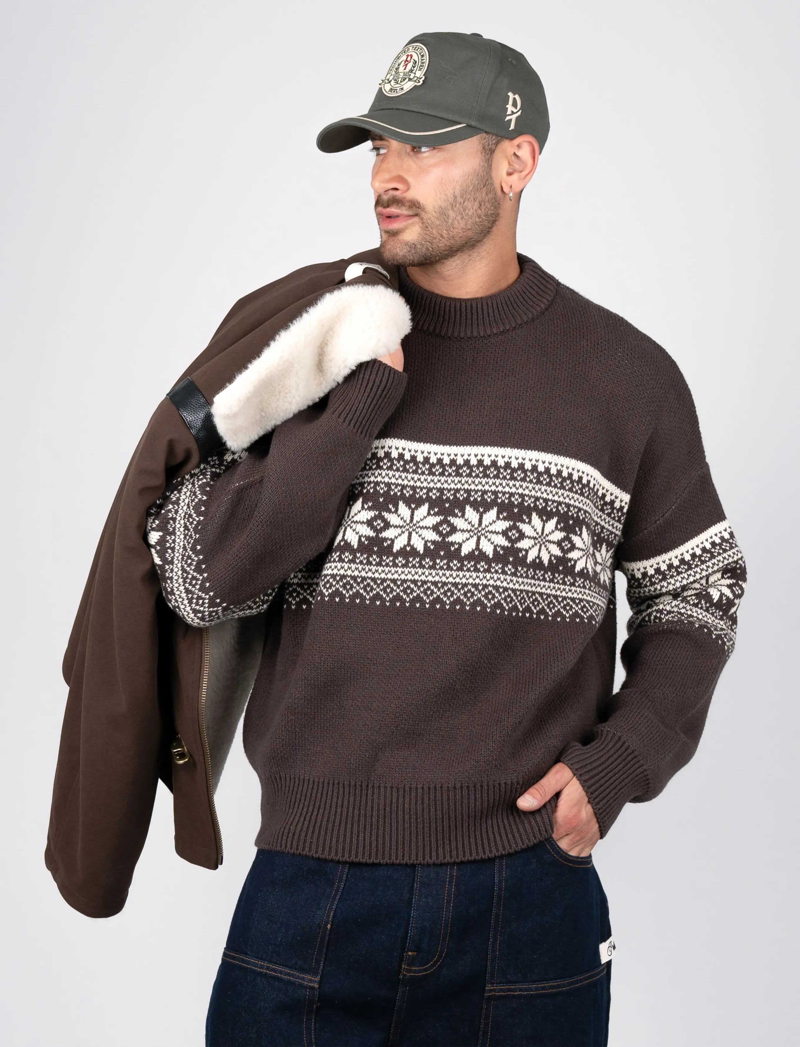 Prohibited - Nordic Knit Sweater - rund hals - dark brown - 0