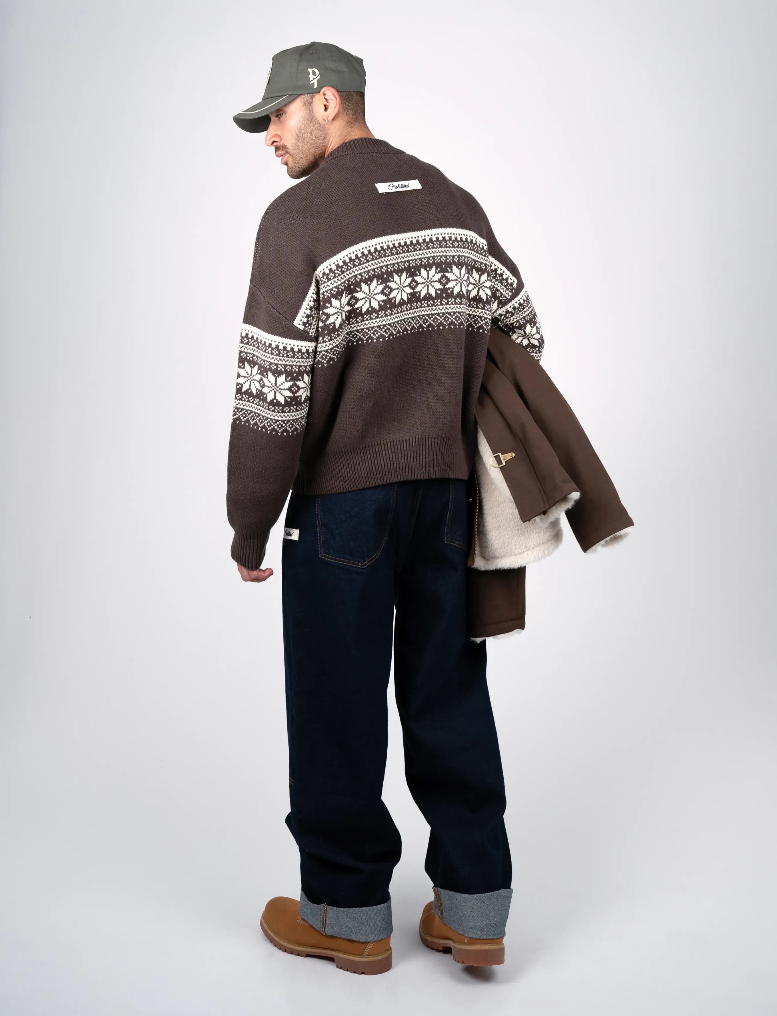 Prohibited - Nordic Knit Sweater - rund hals - dark brown - 2